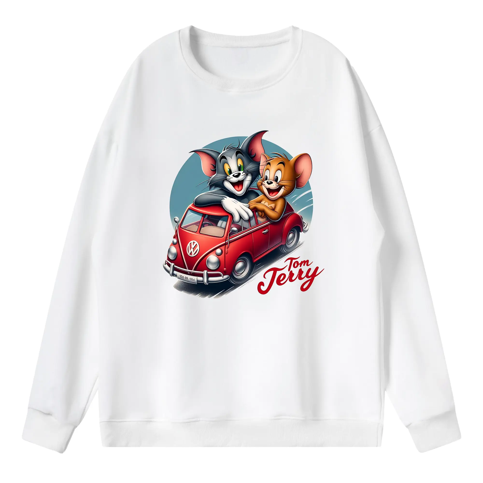 トムとジェリー グッズ トム - 薄手 クルーネック スウェット 裏毛260g · ポリエステル 春秋向け カジュアル 男女兼用 · トレーナー デイリー スポーツ 散歩に最適