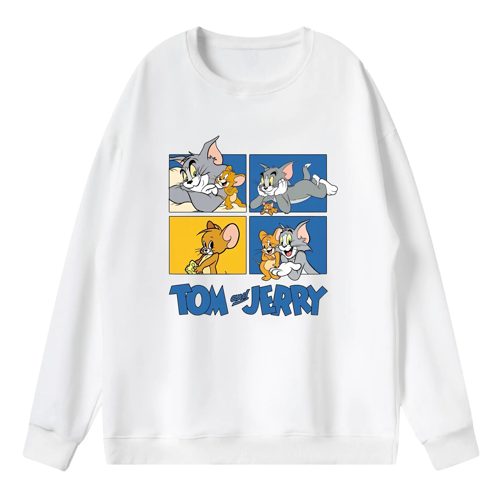 トムとジェリー グッズ トム - 薄手 クルーネック スウェット 裏毛260g · ポリエステル 春秋向け カジュアル 男女兼用 · トレーナー デイリー スポーツ 散歩に最適