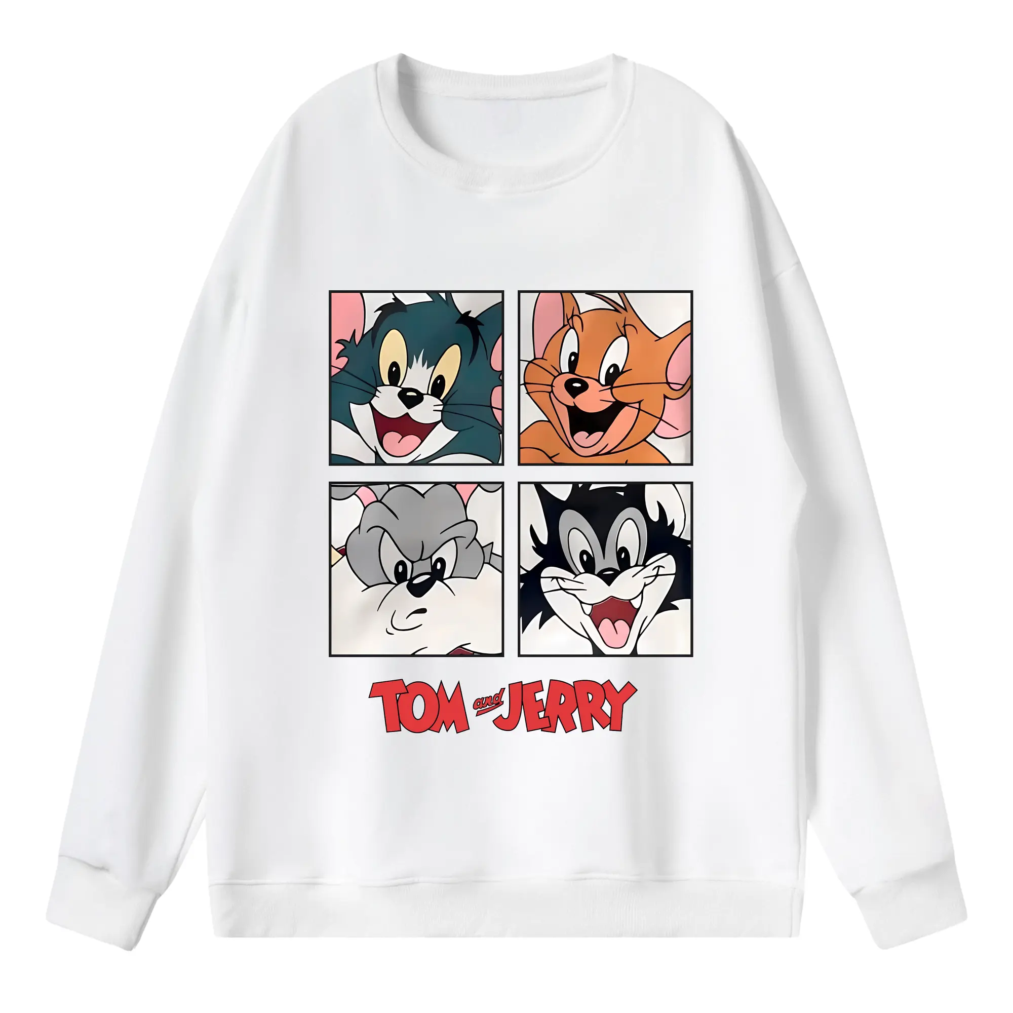 トムとジェリー グッズ トム - 薄手 クルーネック スウェット 裏毛260g · ポリエステル 春秋向け カジュアル 男女兼用 · トレーナー デイリー スポーツ 散歩に最適