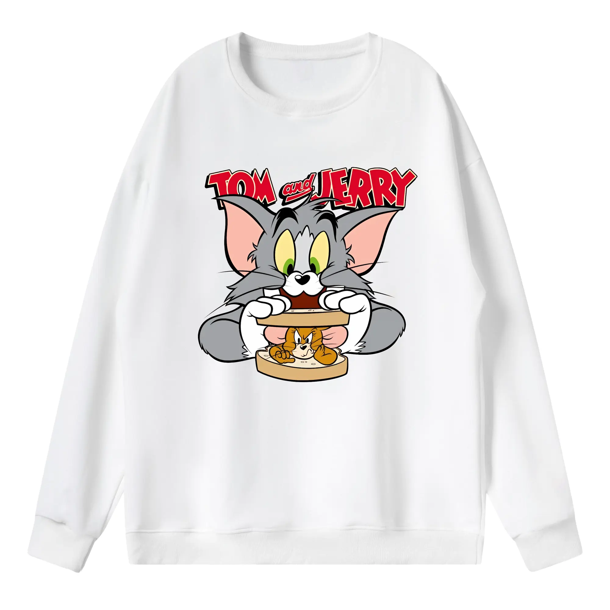 トムとジェリー グッズ トム - 薄手 クルーネック スウェット 裏毛260g · ポリエステル 春秋向け カジュアル 男女兼用 · トレーナー デイリー スポーツ 散歩に最適