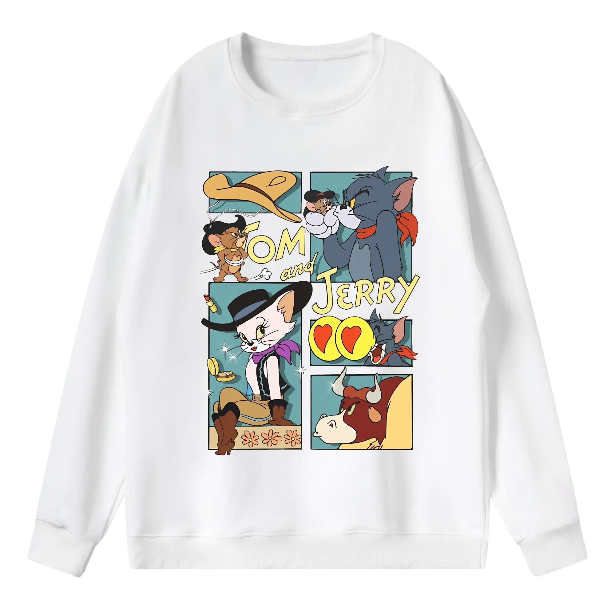 トムとジェリー グッズ トム - 薄手 クルーネック スウェット 裏毛260g · ポリエステル 春秋向け カジュアル 男女兼用 · トレーナー デイリー スポーツ 散歩に最適