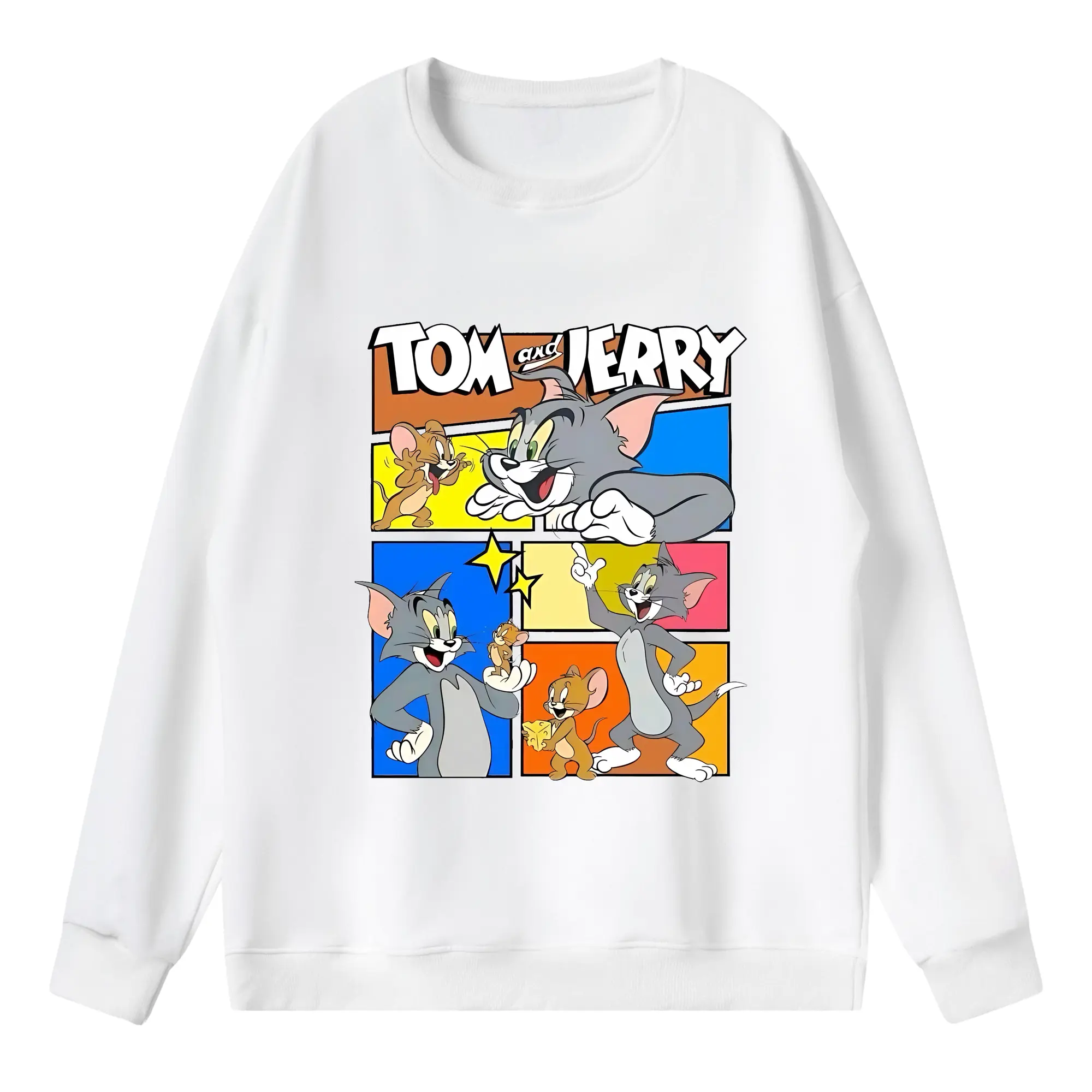 トムとジェリー グッズ トム - 薄手 クルーネック スウェット 裏毛260g · ポリエステル 春秋向け カジュアル 男女兼用 · トレーナー デイリー スポーツ 散歩に最適