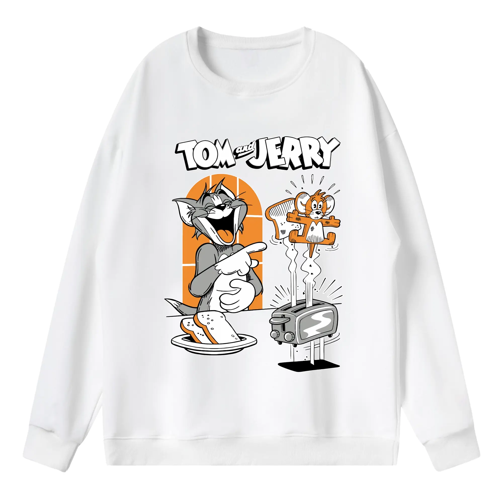 トムとジェリー グッズ トム - 薄手 クルーネック スウェット 裏毛260g · ポリエステル 春秋向け カジュアル 男女兼用 · トレーナー デイリー スポーツ 散歩に最適