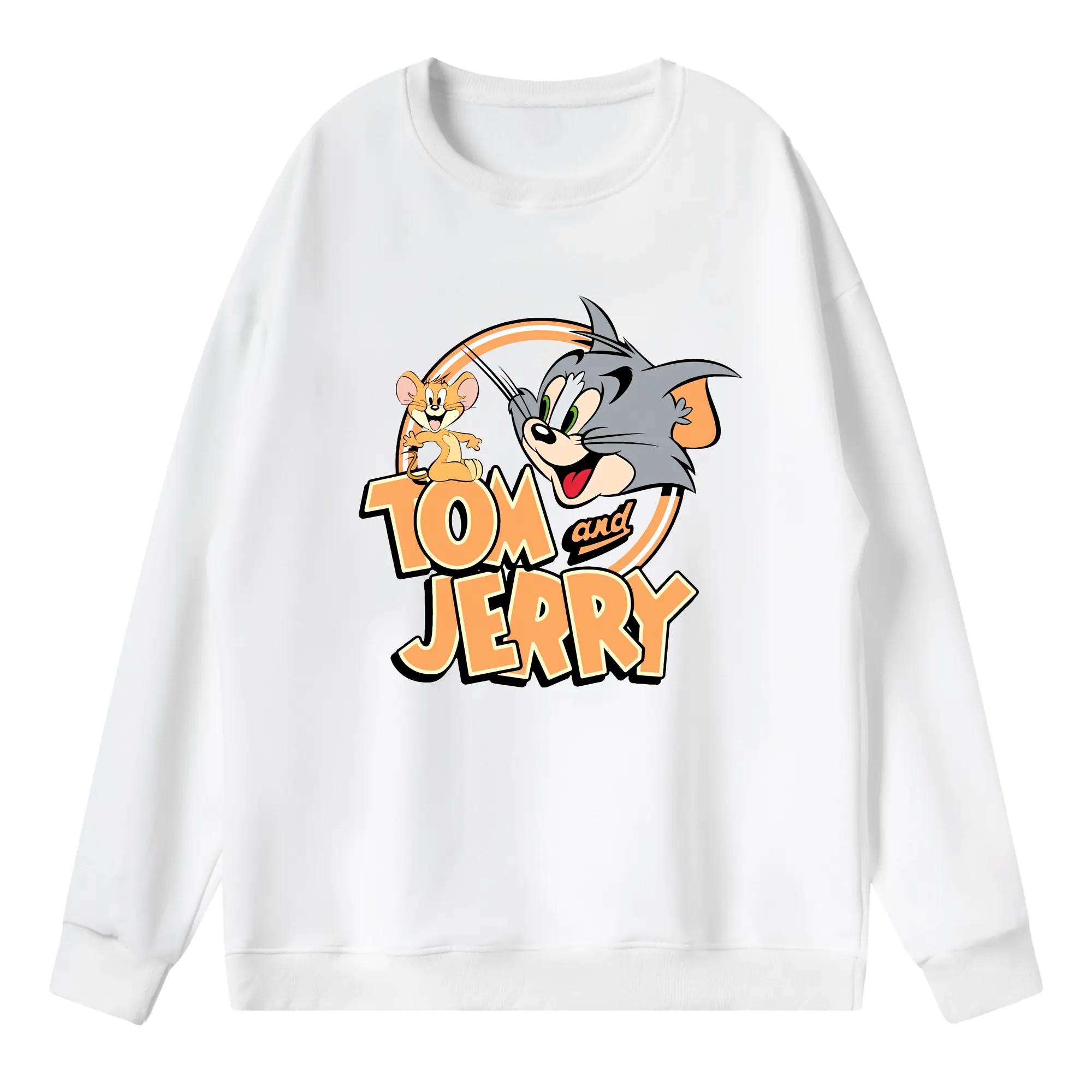 トムとジェリー グッズ トム - 薄手 クルーネック スウェット 裏毛260g · ポリエステル 春秋向け カジュアル 男女兼用 · トレーナー デイリー スポーツ 散歩に最適