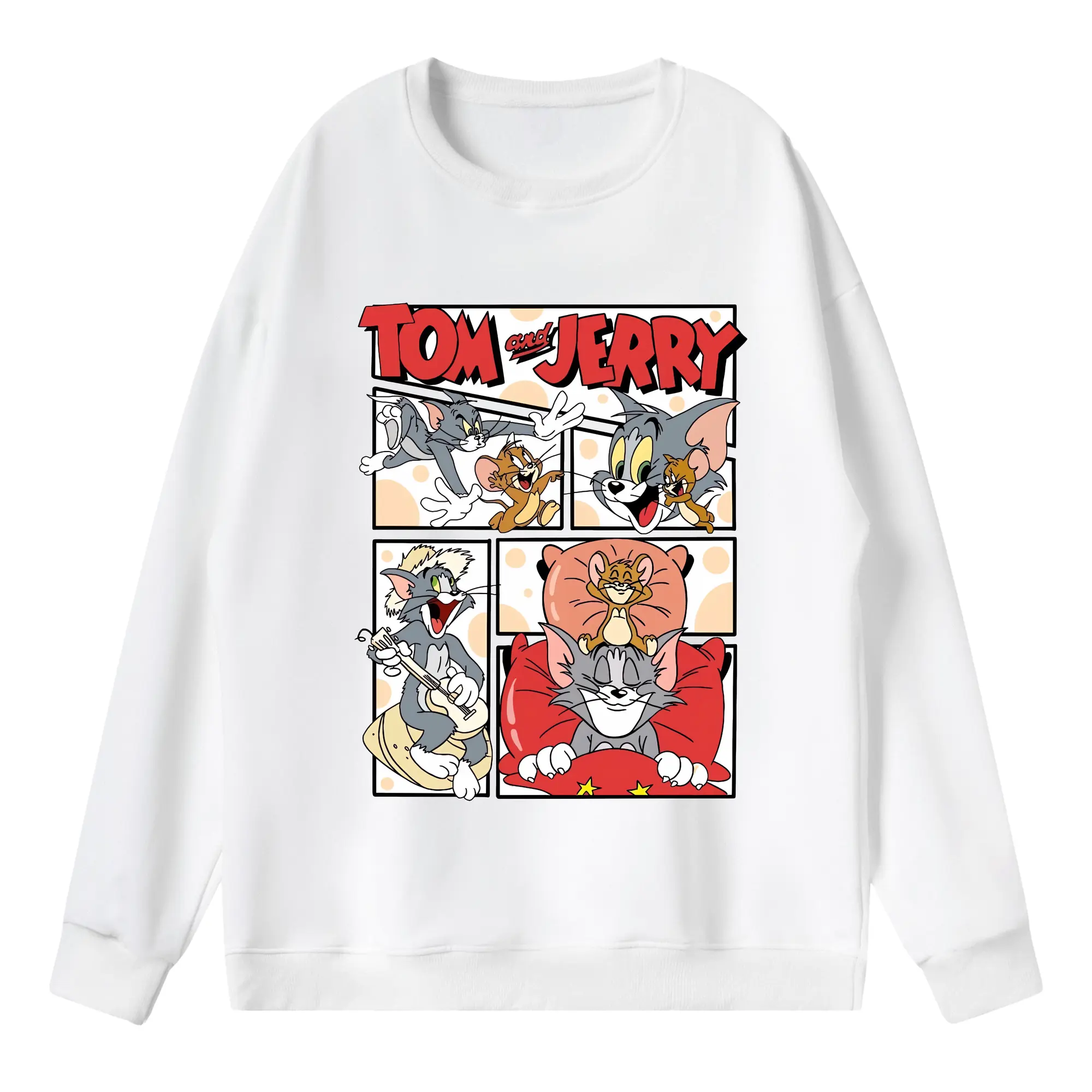 トムとジェリー グッズ トム - 薄手 クルーネック スウェット 裏毛260g · ポリエステル 春秋向け カジュアル 男女兼用 · トレーナー デイリー スポーツ 散歩に最適