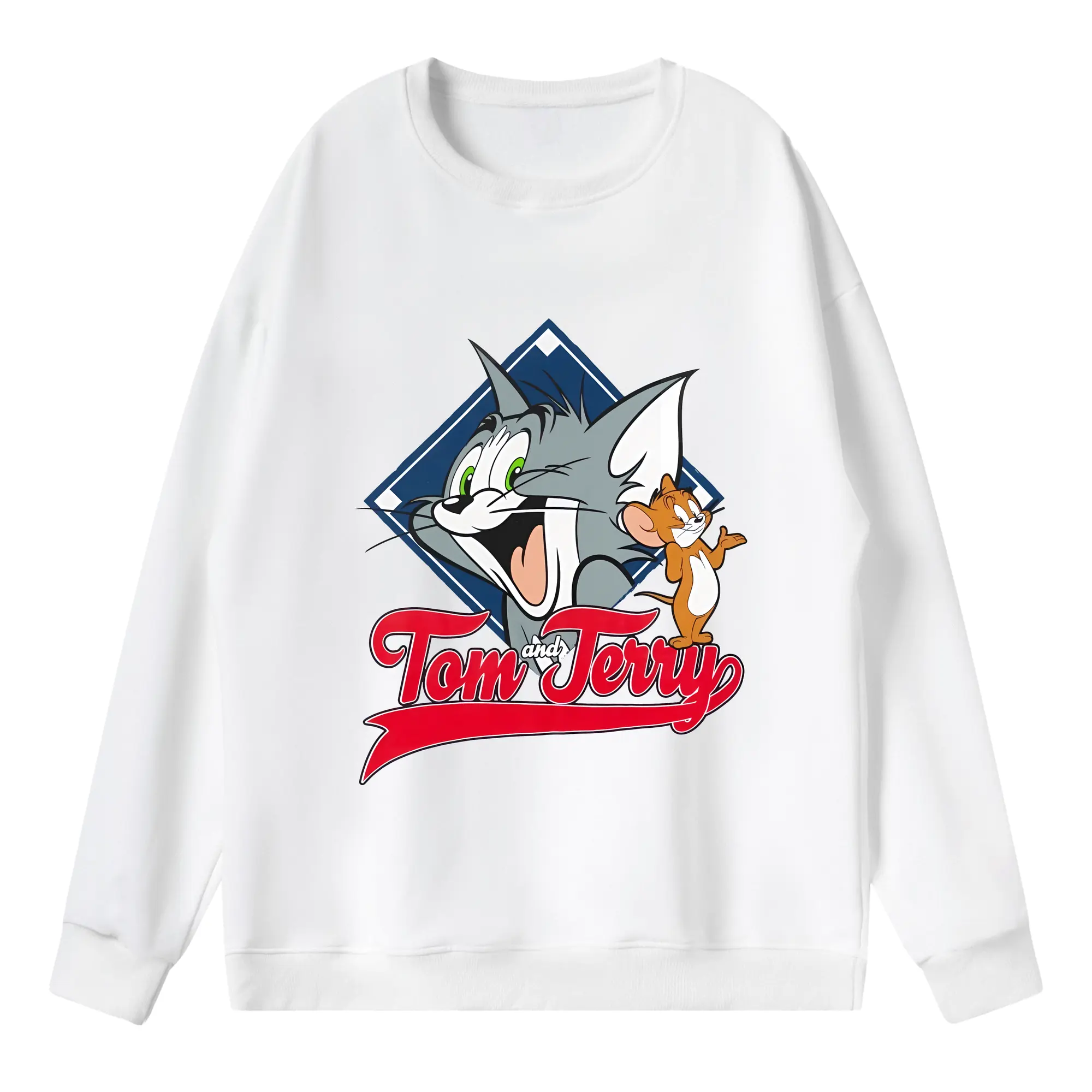 トムとジェリー グッズ トム - 薄手 クルーネック スウェット 裏毛260g · ポリエステル 春秋向け カジュアル 男女兼用 · トレーナー デイリー スポーツ 散歩に最適