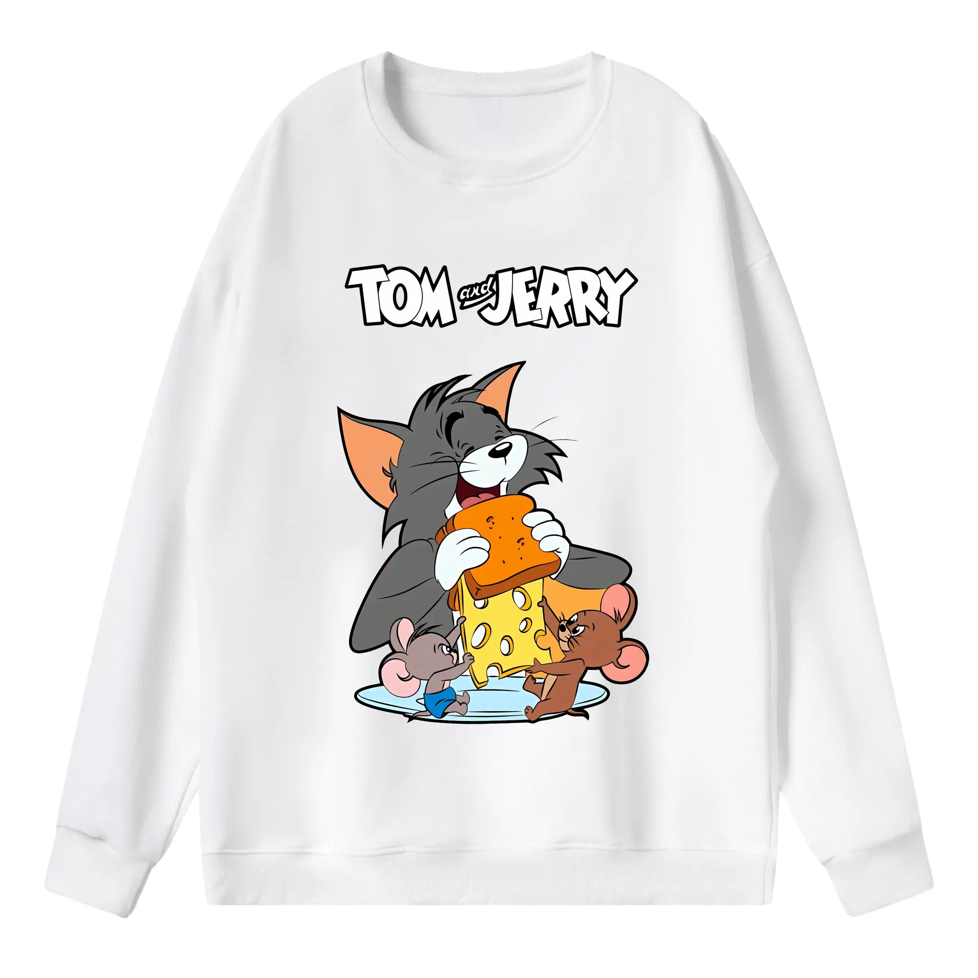 トムとジェリー グッズ トム - 薄手 クルーネック スウェット 裏毛260g · ポリエステル 春秋向け カジュアル 男女兼用 · トレーナー デイリー スポーツ 散歩に最適