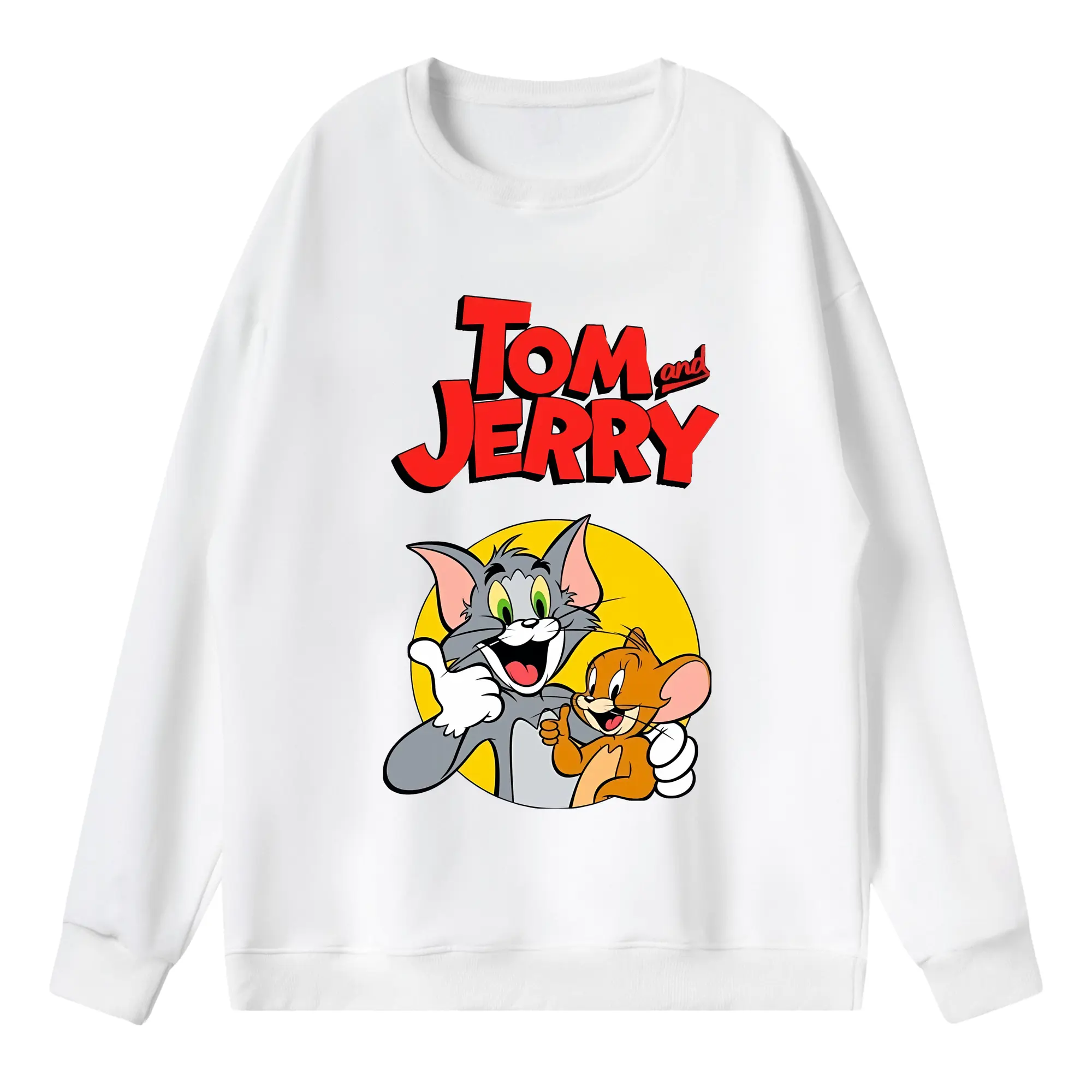 トムとジェリー グッズ トム - 薄手 クルーネック スウェット 裏毛260g · ポリエステル 春秋向け カジュアル 男女兼用 · トレーナー デイリー スポーツ 散歩に最適