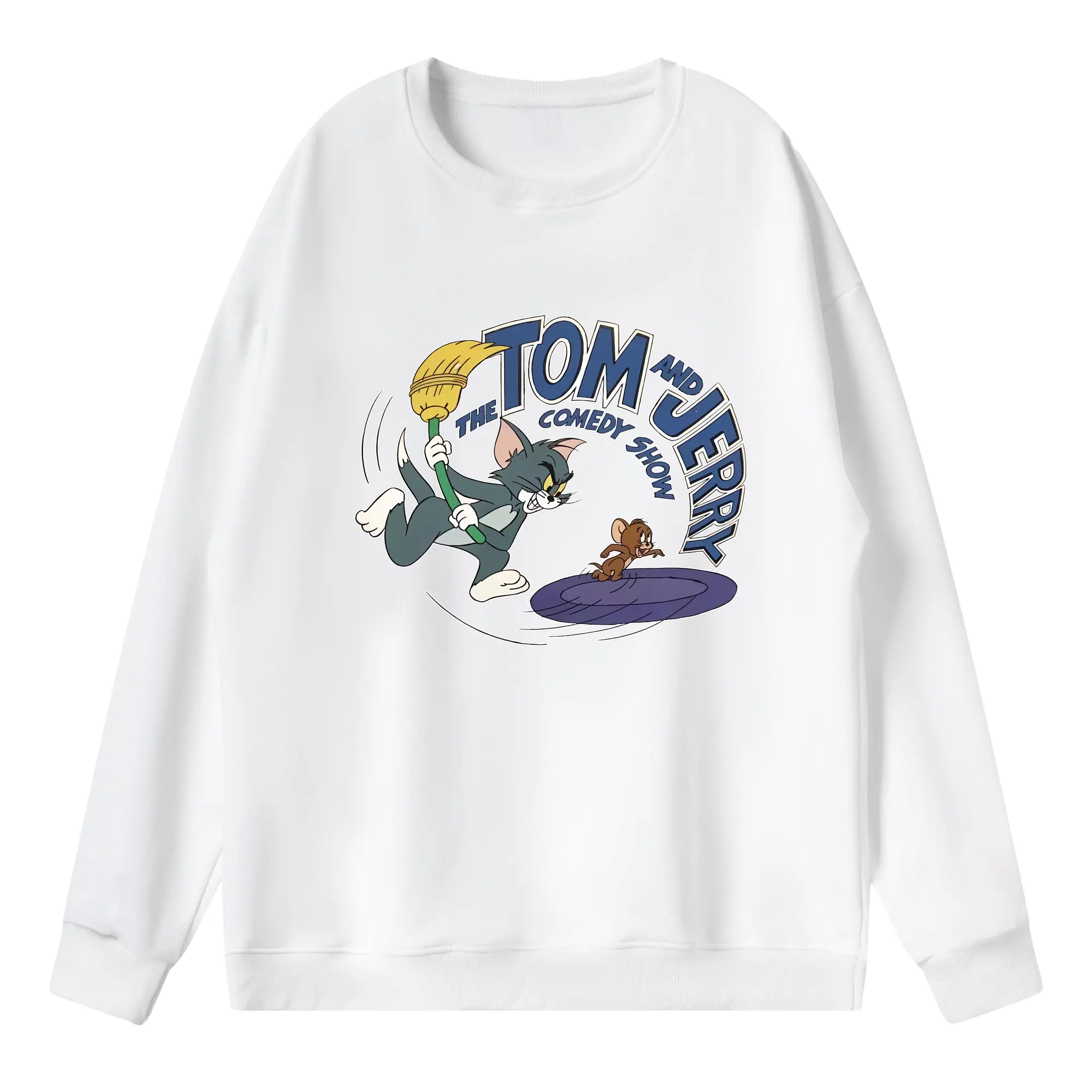 トムとジェリー グッズ トム - 薄手 クルーネック スウェット 裏毛260g · ポリエステル 春秋向け カジュアル 男女兼用 · トレーナー デイリー スポーツ 散歩に最適