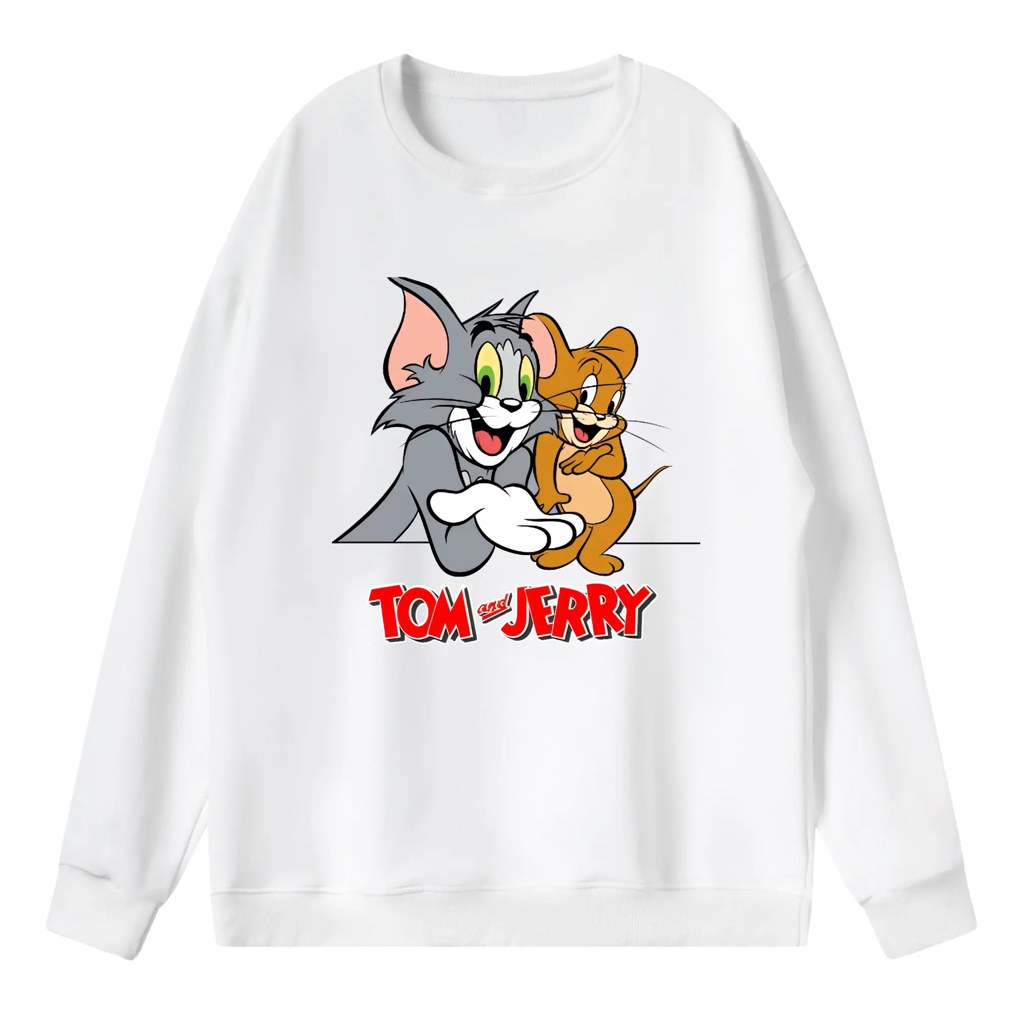 トムとジェリー グッズ トム - 薄手 クルーネック スウェット 裏毛260g · ポリエステル 春秋向け カジュアル 男女兼用 · トレーナー デイリー スポーツ 散歩に最適