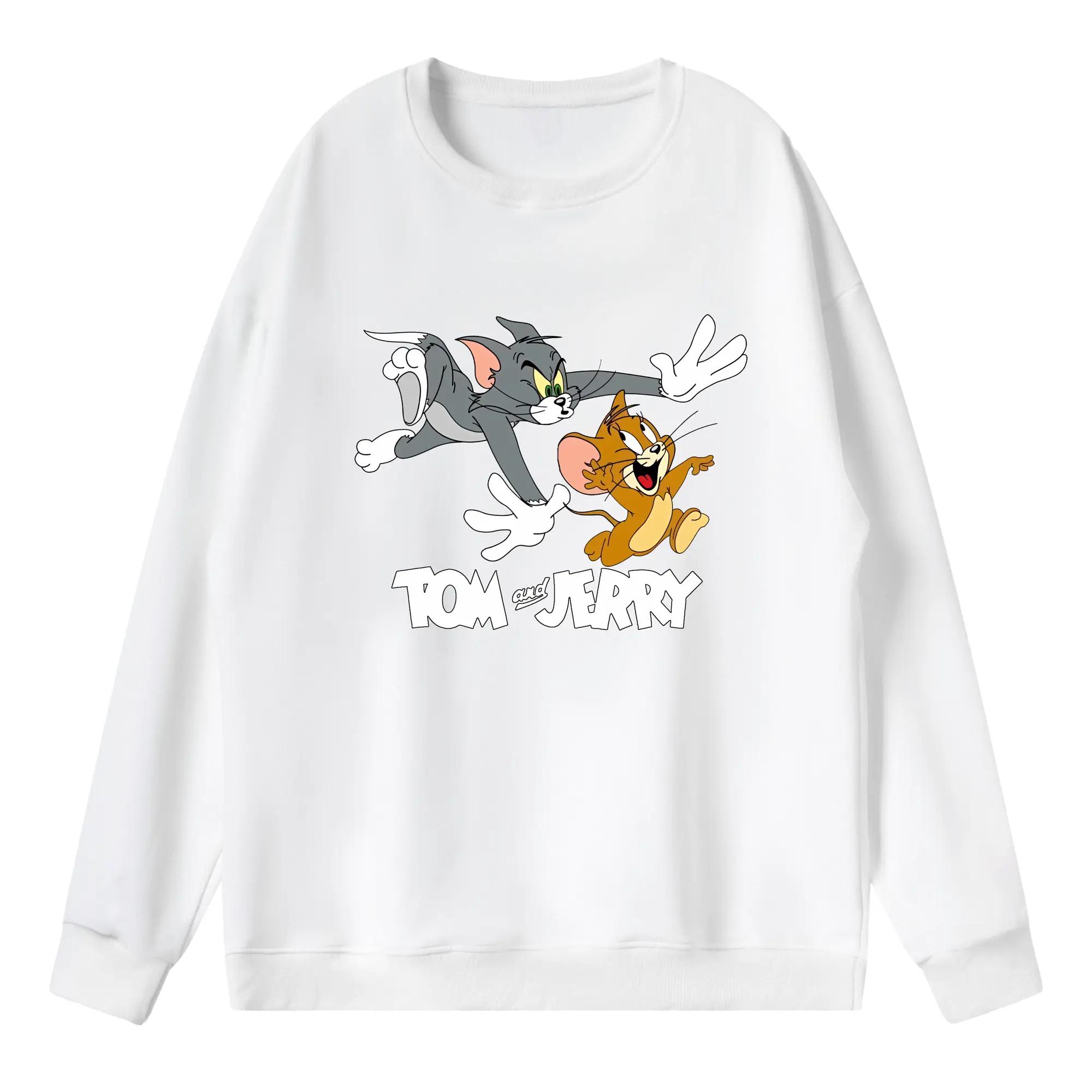 トムとジェリー グッズ トム - 薄手 クルーネック スウェット 裏毛260g · ポリエステル 春秋向け カジュアル 男女兼用 · トレーナー デイリー スポーツ 散歩に最適
