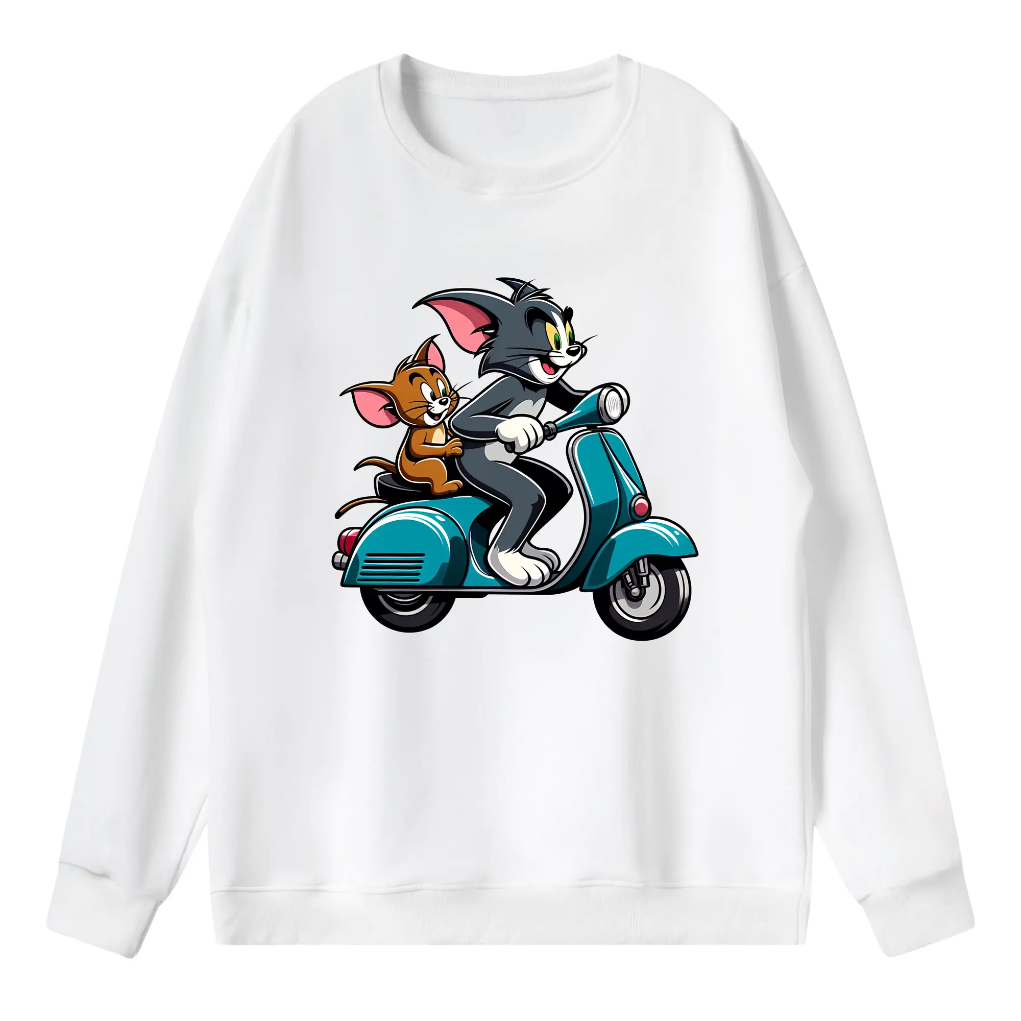 トムとジェリー グッズ トム - 薄手 クルーネック スウェット 裏毛260g · ポリエステル 春秋向け カジュアル 男女兼用 · トレーナー デイリー スポーツ 散歩に最適