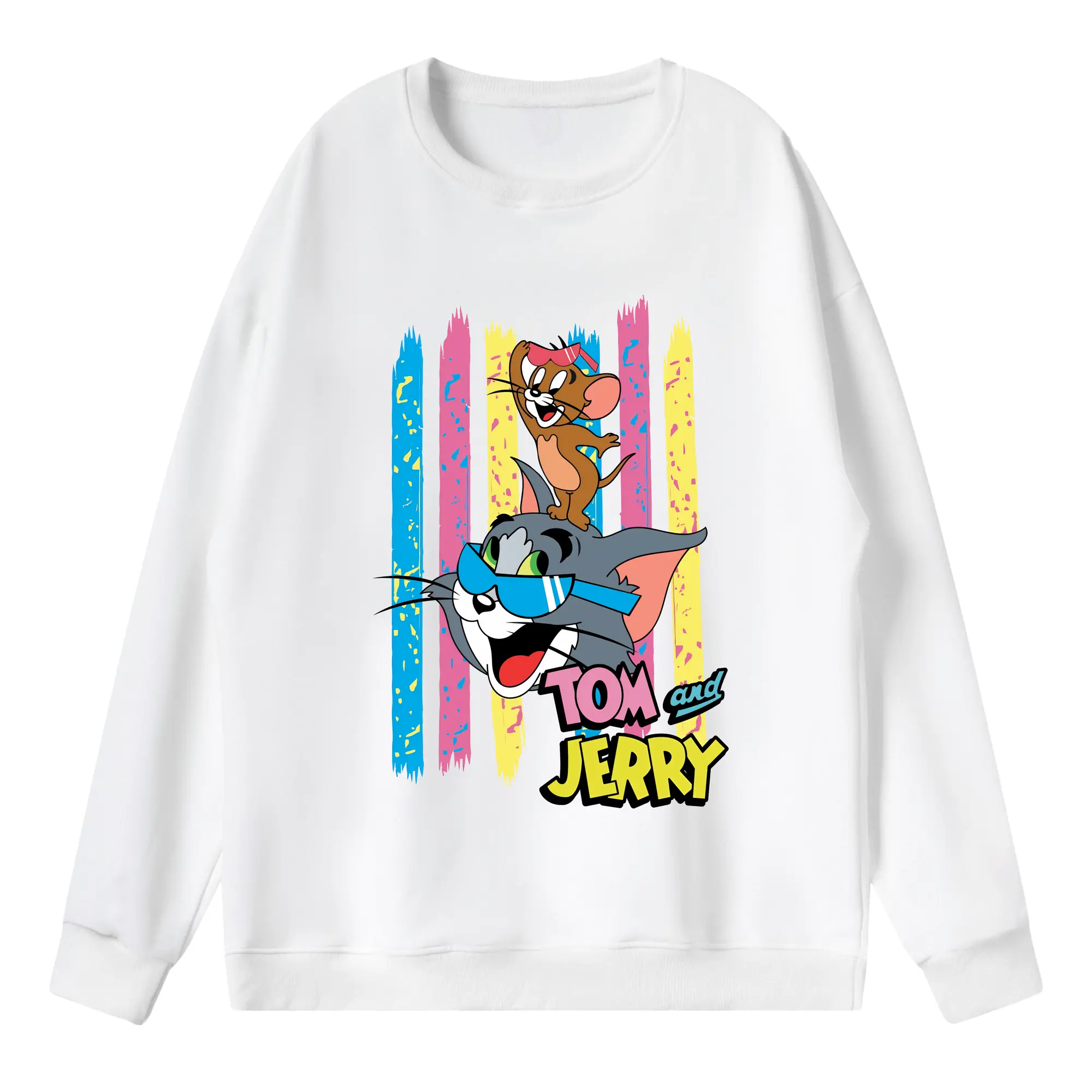 トムとジェリー グッズ トム - 薄手 クルーネック スウェット 裏毛260g · ポリエステル 春秋向け カジュアル 男女兼用 · トレーナー デイリー スポーツ 散歩に最適
