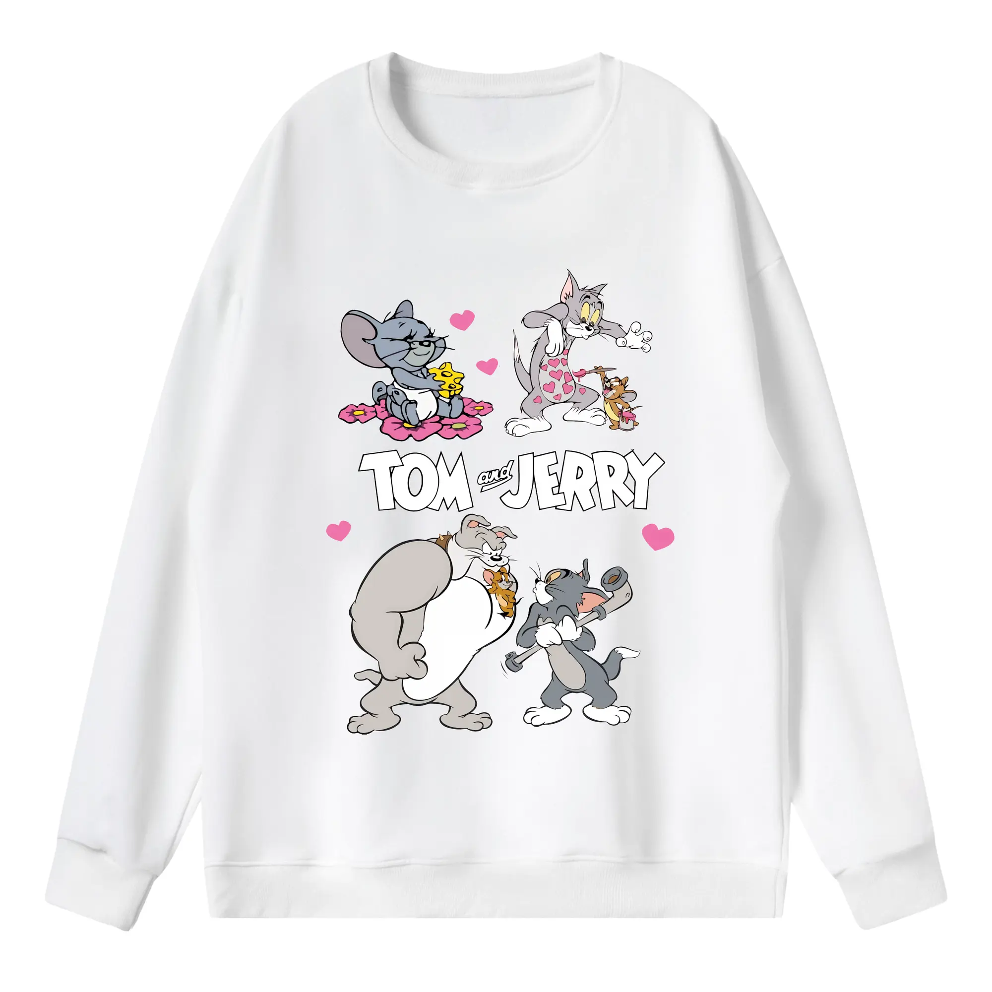 トムとジェリー グッズ トム - 薄手 クルーネック スウェット 裏毛260g · ポリエステル 春秋向け カジュアル 男女兼用 · トレーナー デイリー スポーツ 散歩に最適