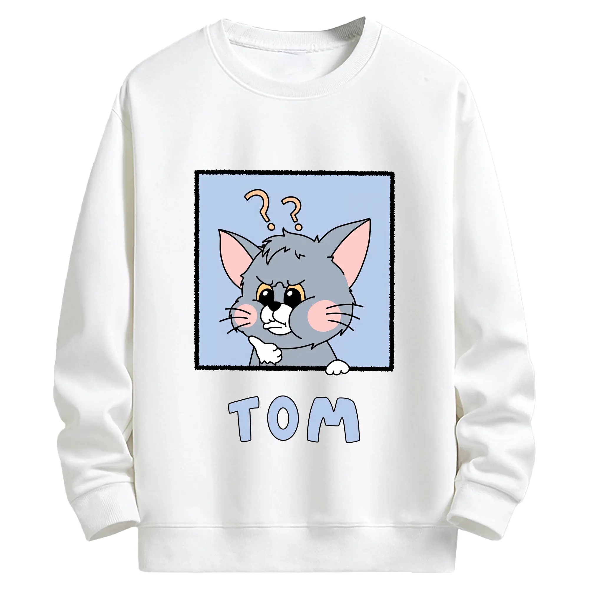 トムとジェリー グッズ トム - キッズ クルーネックスウェットシャツ ・ フロントプリント ・ 綿80％ ポリエステル20％ ・ 快適 通学 スポーツ 日常使い お散歩用