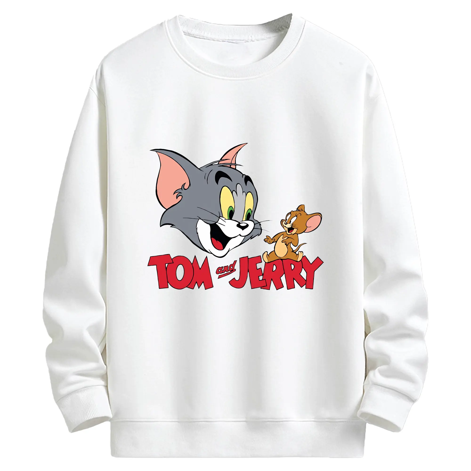 トムとジェリー グッズ トム - キッズ クルーネックスウェットシャツ ・ フロントプリント ・ 綿80％ ポリエステル20％ ・ 快適 通学 スポーツ 日常使い お散歩用