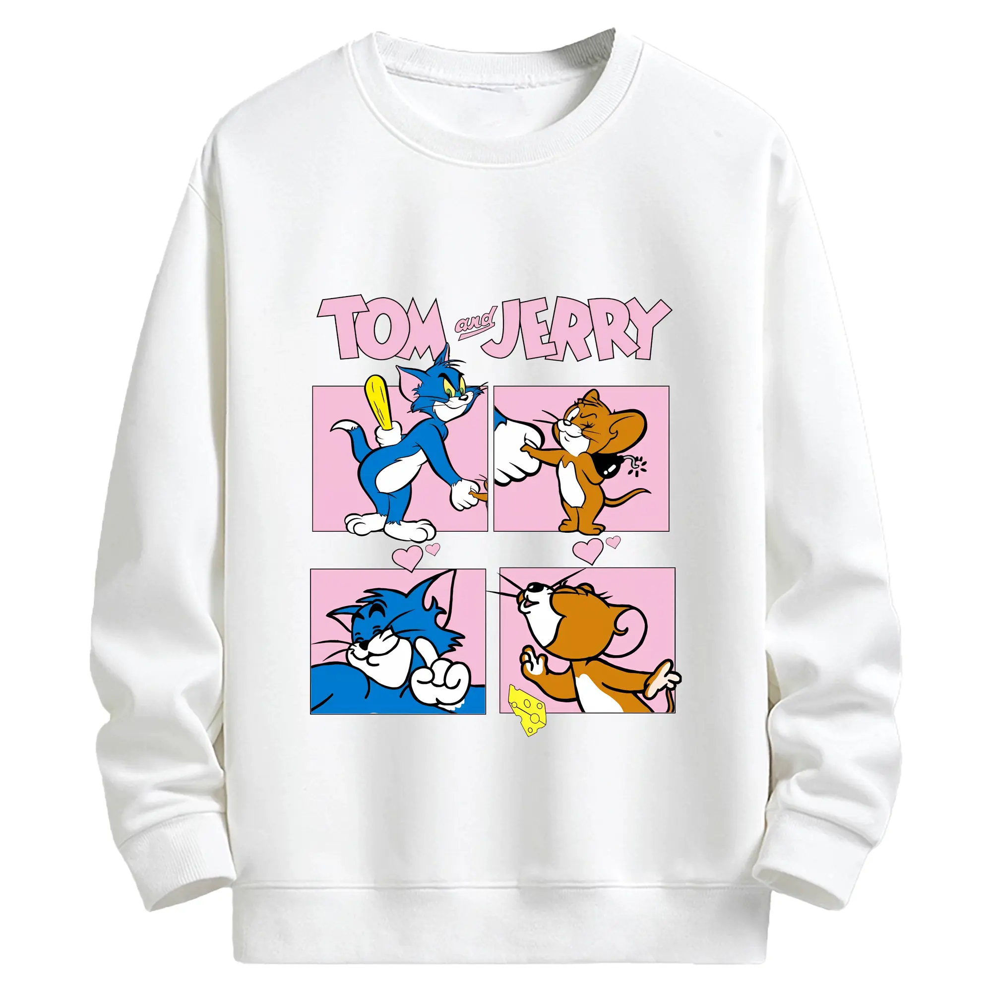 トムとジェリー グッズ トム - キッズ クルーネックスウェットシャツ ・ フロントプリント ・ 綿80％ ポリエステル20％ ・ 快適 通学 スポーツ 日常使い お散歩用