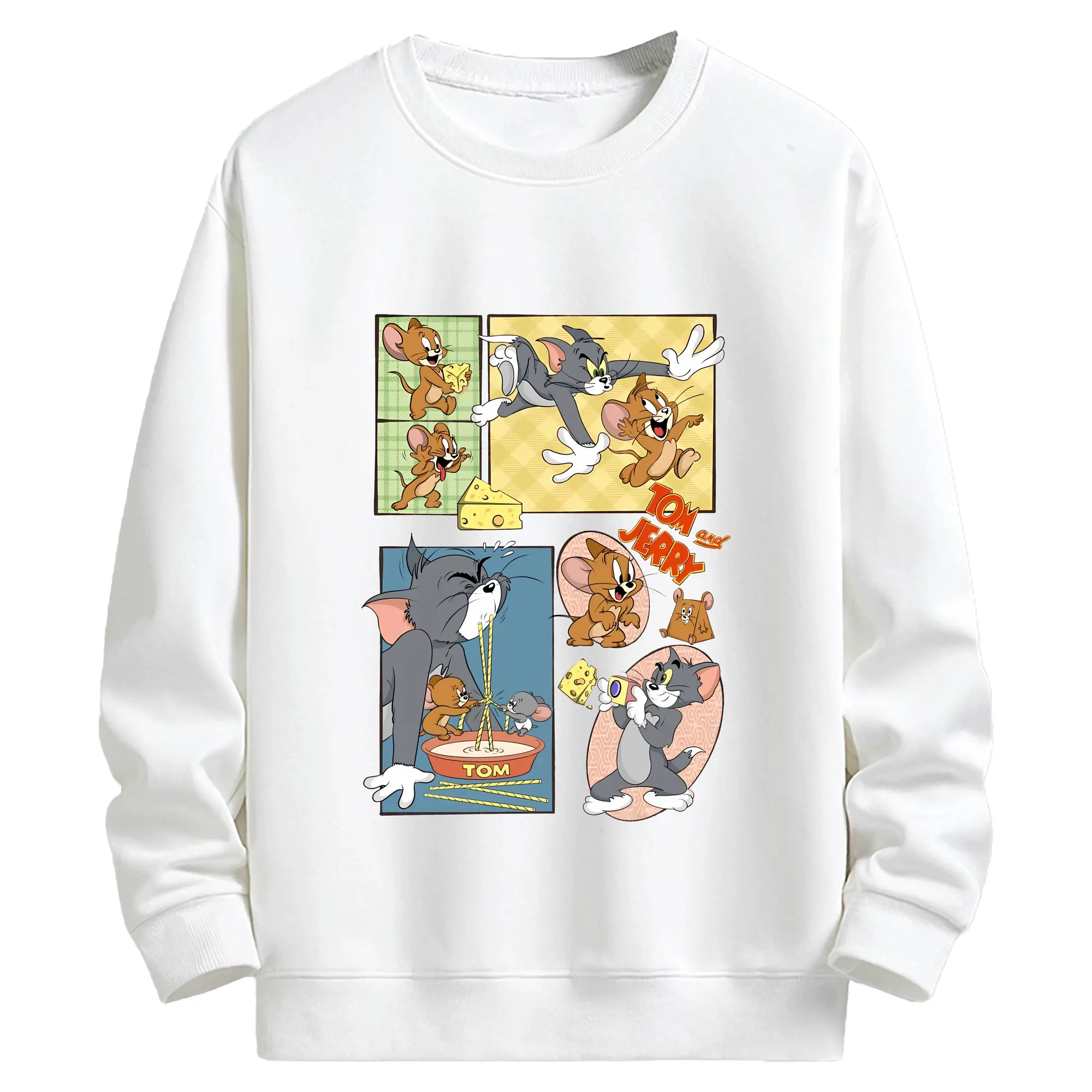 トムとジェリー グッズ トム - キッズ クルーネックスウェットシャツ ・ フロントプリント ・ 綿80％ ポリエステル20％ ・ 快適 通学 スポーツ 日常使い お散歩用