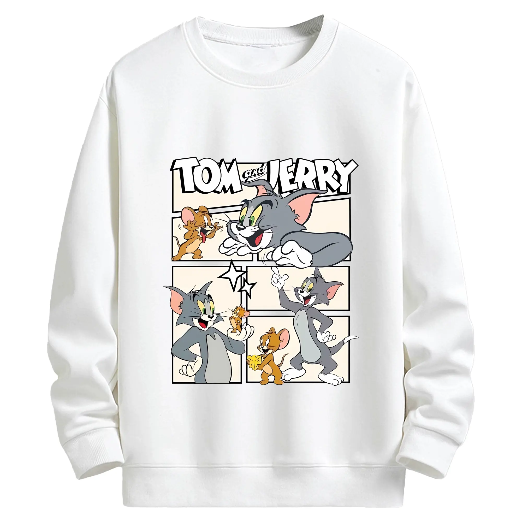 トムとジェリー グッズ トム - キッズ クルーネックスウェットシャツ ・ フロントプリント ・ 綿80％ ポリエステル20％ ・ 快適 通学 スポーツ 日常使い お散歩用