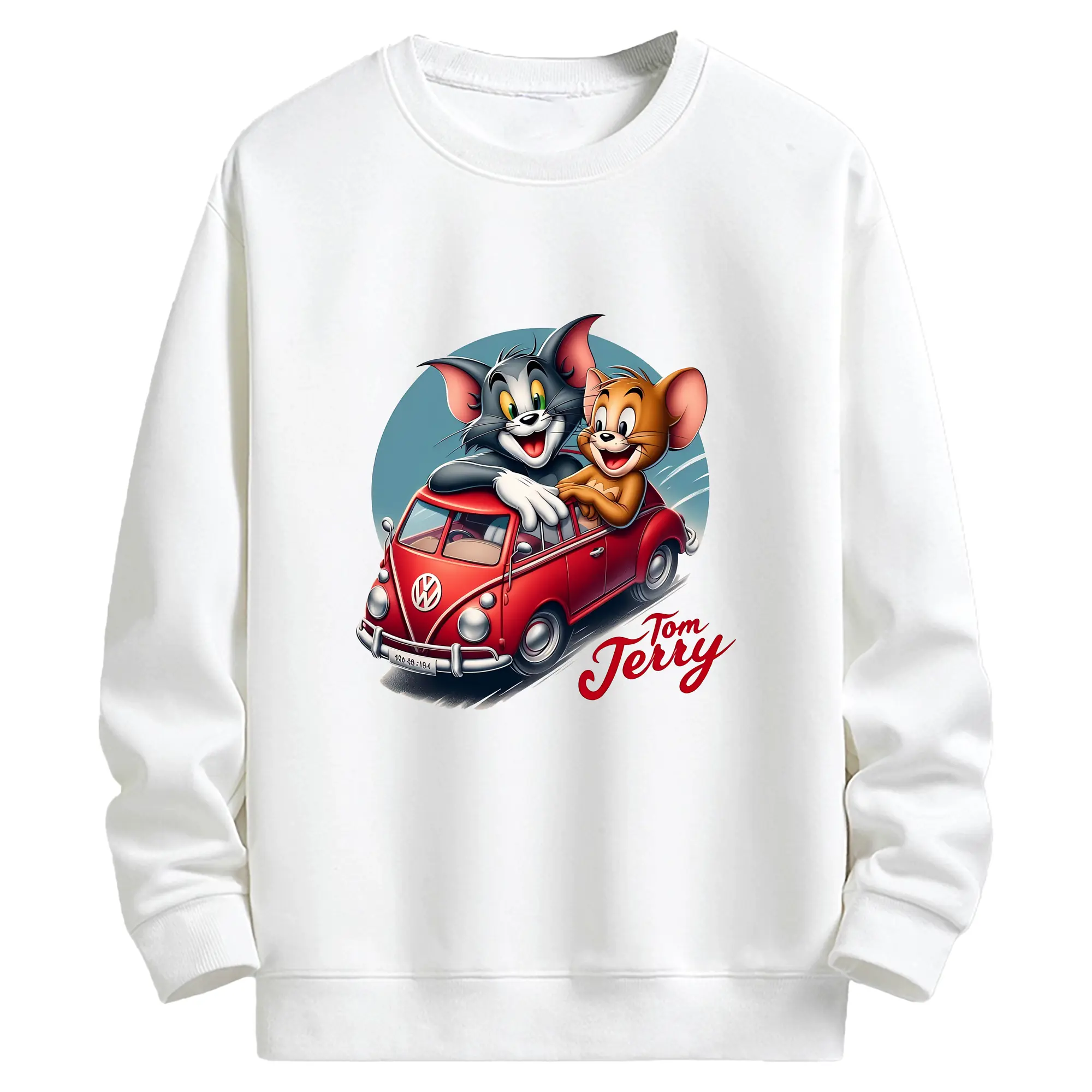 トムとジェリー グッズ トム - キッズ クルーネックスウェットシャツ ・ フロントプリント ・ 綿80％ ポリエステル20％ ・ 快適 通学 スポーツ 日常使い お散歩用