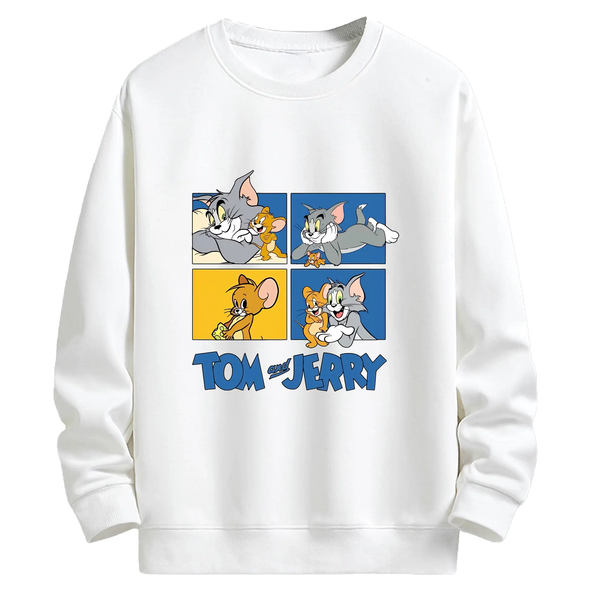 トムとジェリー グッズ トム - キッズ クルーネックスウェットシャツ ・ フロントプリント ・ 綿80％ ポリエステル20％ ・ 快適 通学 スポーツ 日常使い お散歩用