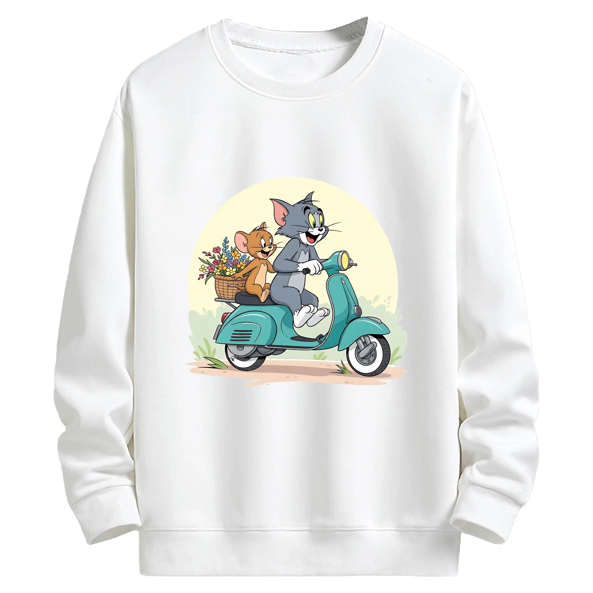 トムとジェリー グッズ トム - キッズ クルーネックスウェットシャツ ・ フロントプリント ・ 綿80％ ポリエステル20％ ・ 快適 通学 スポーツ 日常使い お散歩用