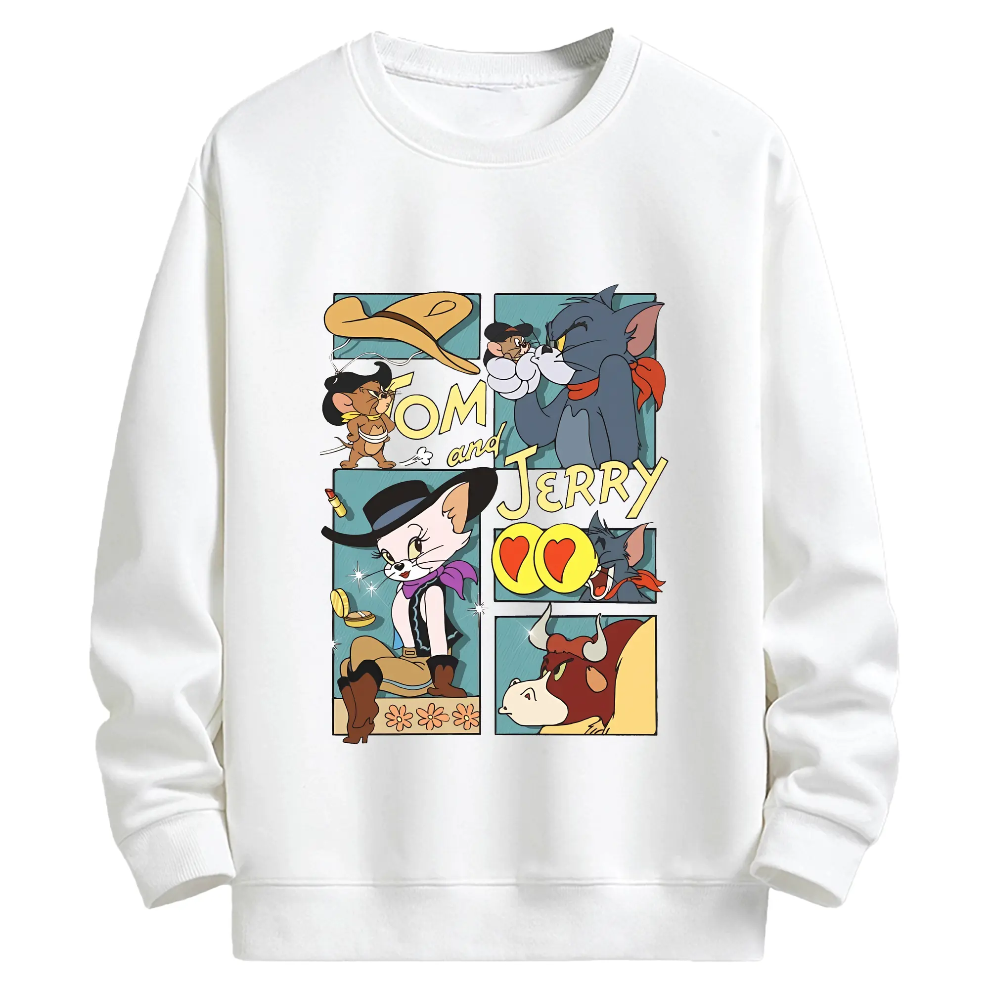 トムとジェリー グッズ トム - キッズ クルーネックスウェットシャツ ・ フロントプリント ・ 綿80％ ポリエステル20％ ・ 快適 通学 スポーツ 日常使い お散歩用