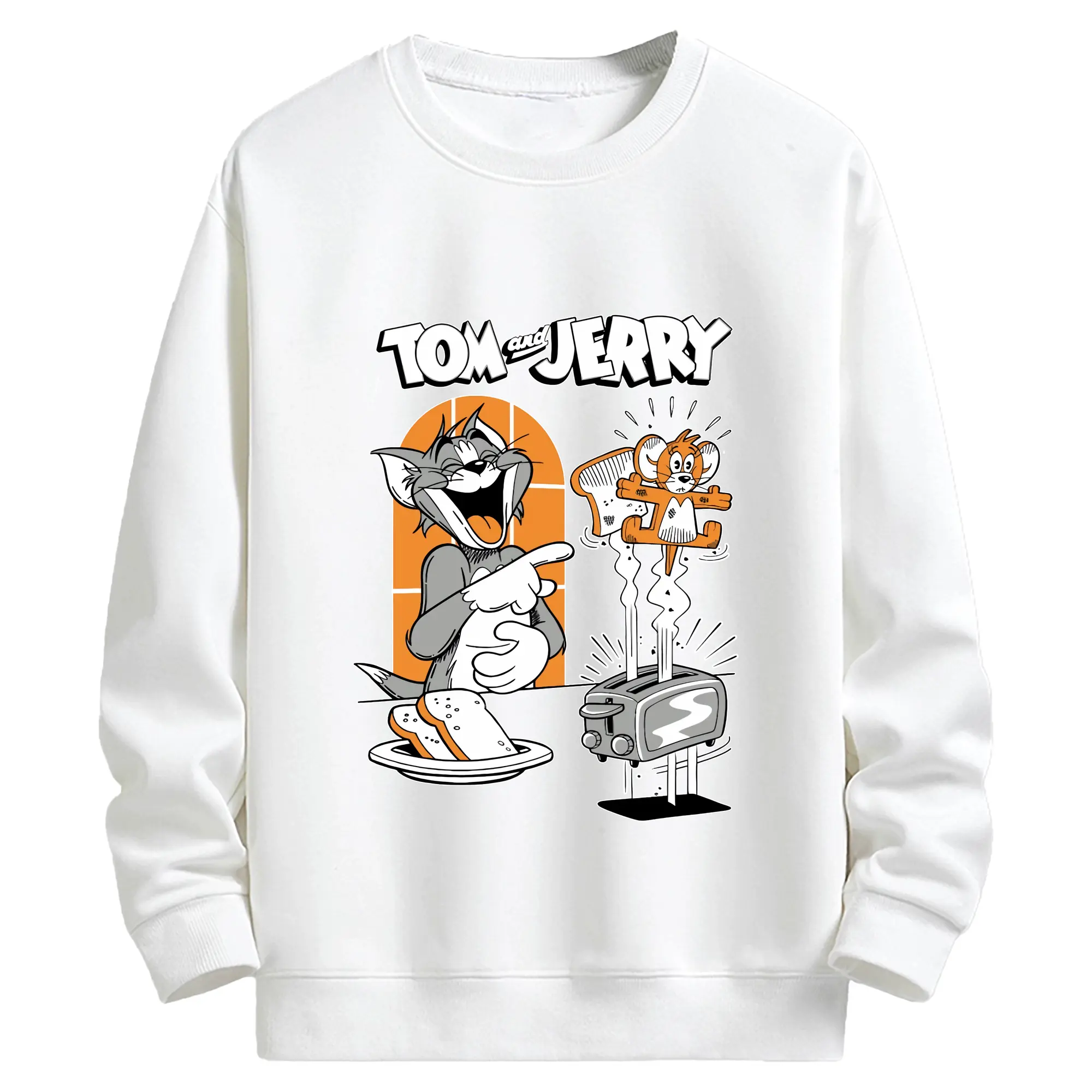 トムとジェリー グッズ トム - キッズ クルーネックスウェットシャツ ・ フロントプリント ・ 綿80％ ポリエステル20％ ・ 快適 通学 スポーツ 日常使い お散歩用