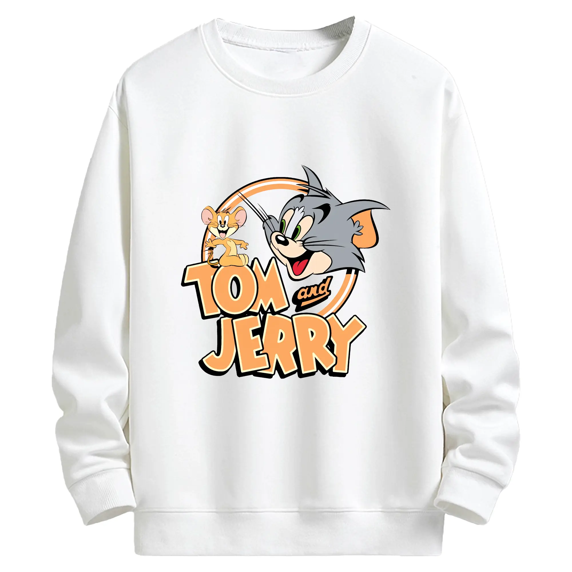 トムとジェリー グッズ トム - キッズ クルーネックスウェットシャツ ・ フロントプリント ・ 綿80％ ポリエステル20％ ・ 快適 通学 スポーツ 日常使い お散歩用