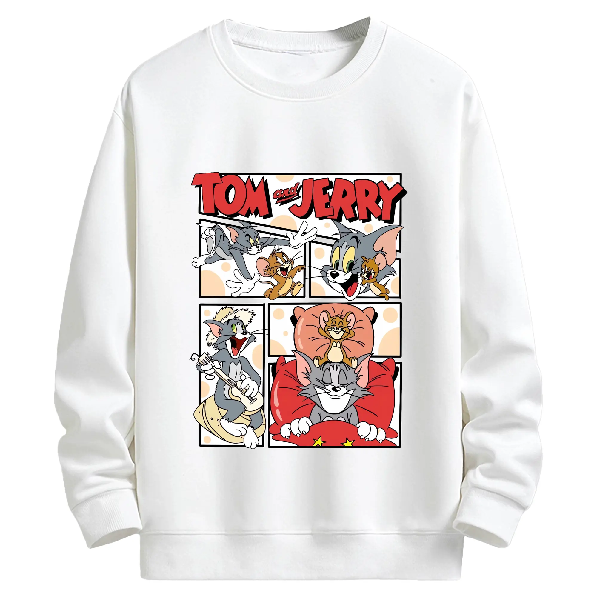 トムとジェリー グッズ トム - キッズ クルーネックスウェットシャツ ・ フロントプリント ・ 綿80％ ポリエステル20％ ・ 快適 通学 スポーツ 日常使い お散歩用