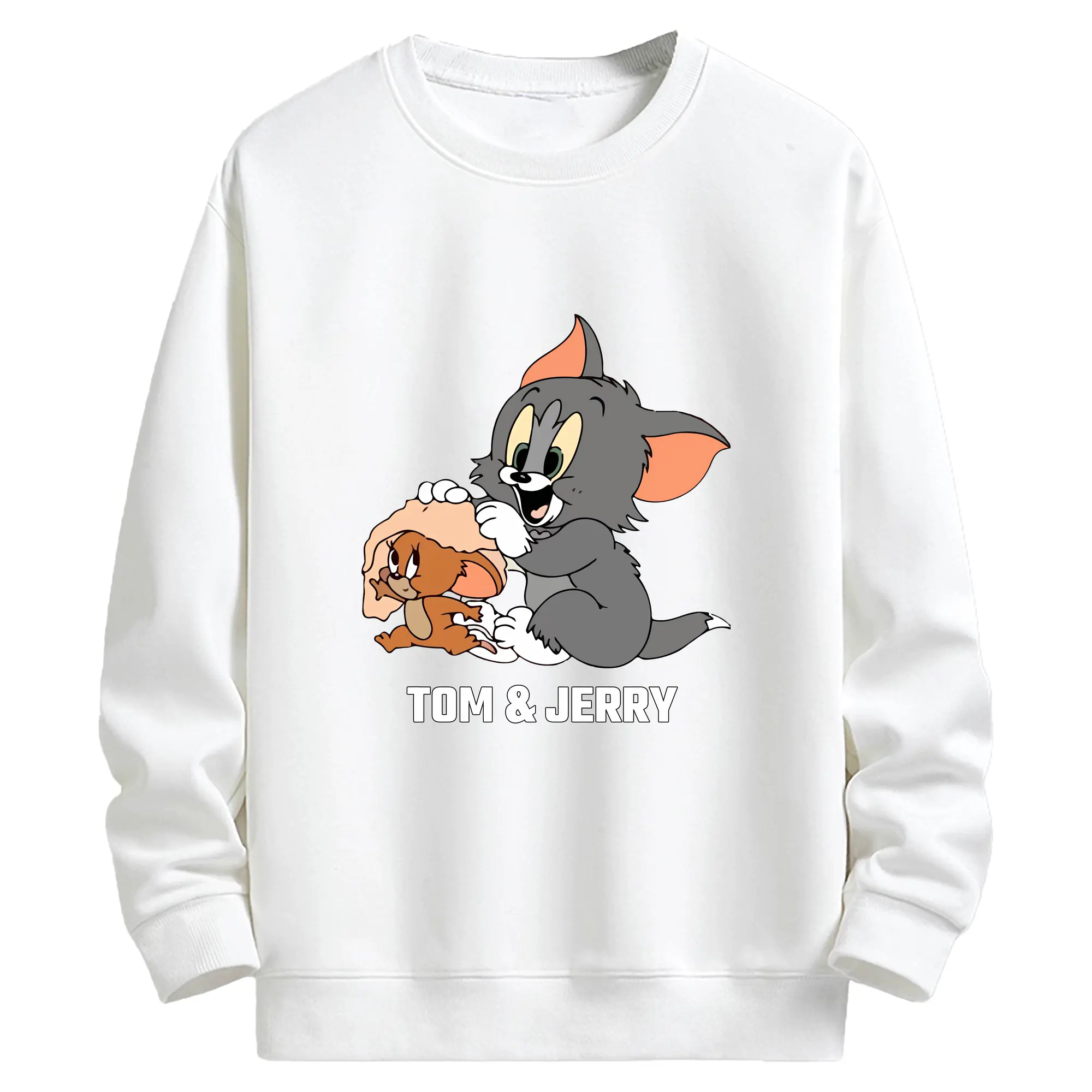 トムとジェリー グッズ トム - キッズ クルーネックスウェットシャツ ・ フロントプリント ・ 綿80％ ポリエステル20％ ・ 快適 通学 スポーツ 日常使い お散歩用