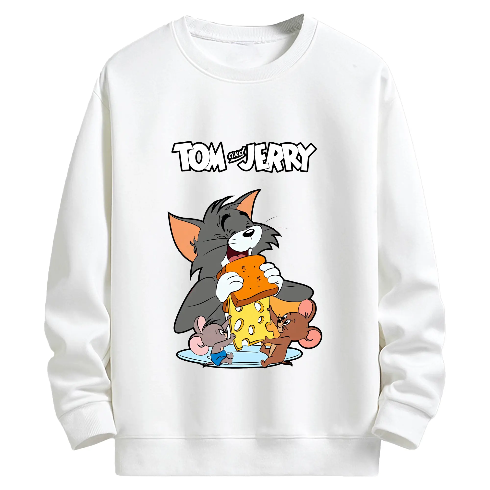 トムとジェリー グッズ トム - キッズ クルーネックスウェットシャツ ・ フロントプリント ・ 綿80％ ポリエステル20％ ・ 快適 通学 スポーツ 日常使い お散歩用