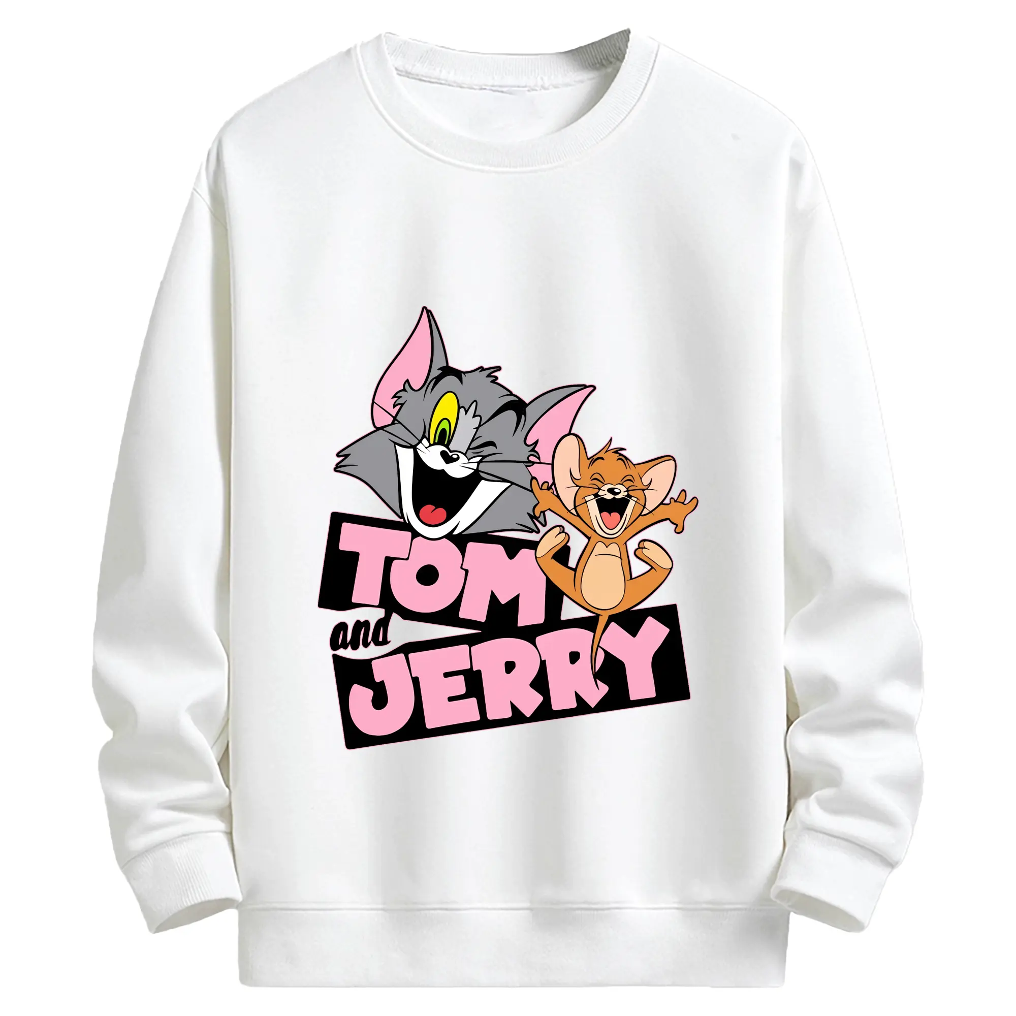 トムとジェリー グッズ トム - キッズ クルーネックスウェットシャツ ・ フロントプリント ・ 綿80％ ポリエステル20％ ・ 快適 通学 スポーツ 日常使い お散歩用