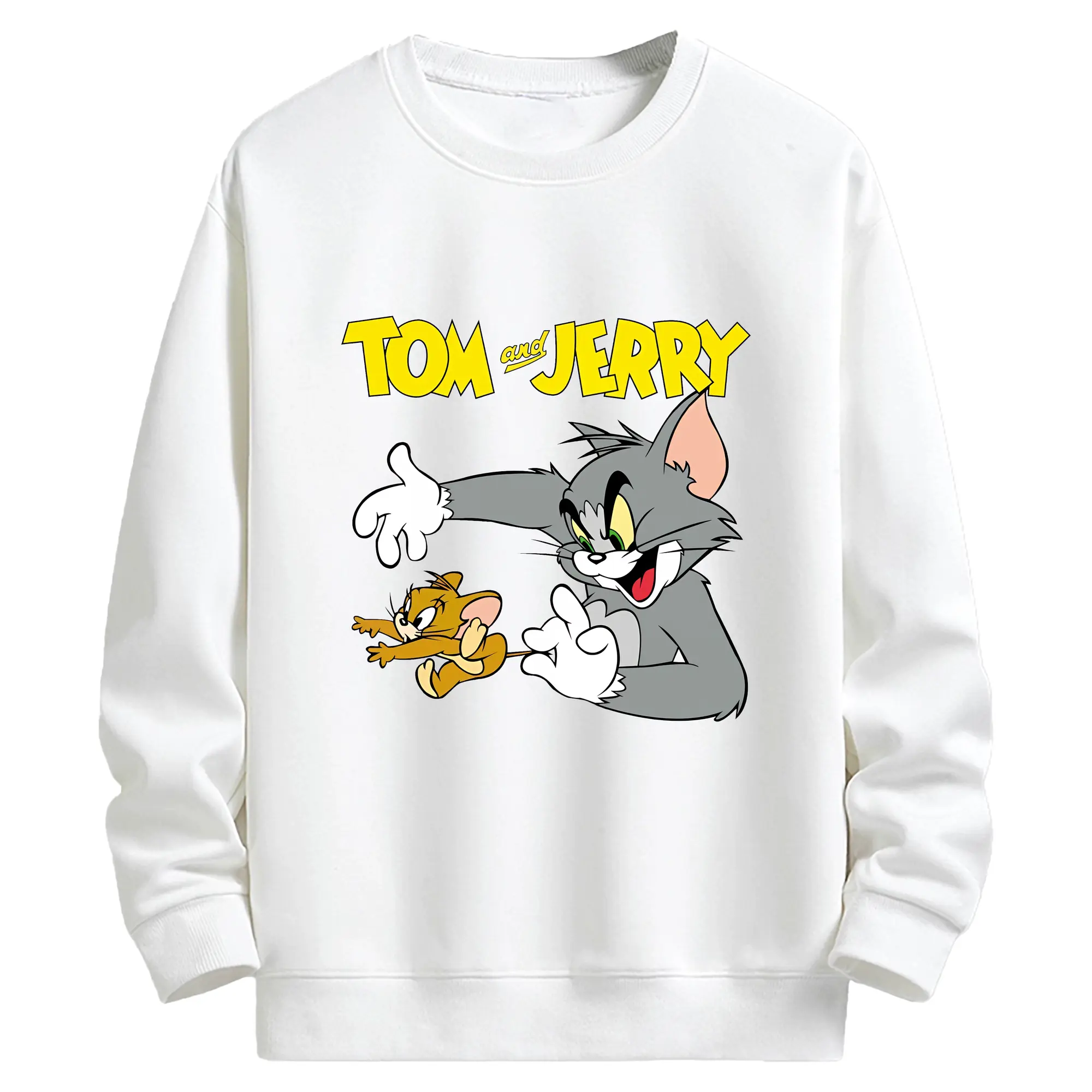 トムとジェリー グッズ トム - キッズ クルーネックスウェットシャツ ・ フロントプリント ・ 綿80％ ポリエステル20％ ・ 快適 通学 スポーツ 日常使い お散歩用