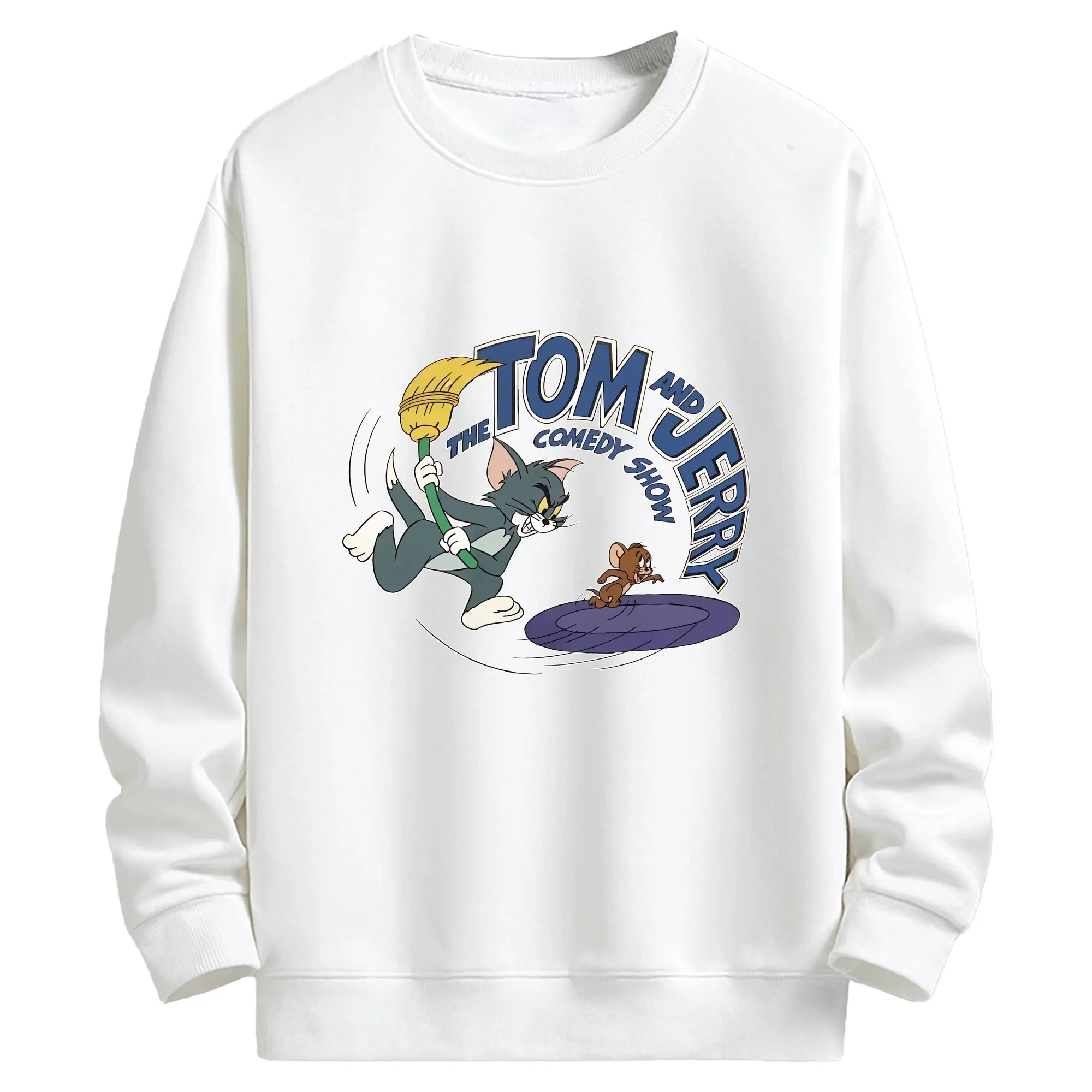 トムとジェリー グッズ トム - キッズ クルーネックスウェットシャツ ・ フロントプリント ・ 綿80％ ポリエステル20％ ・ 快適 通学 スポーツ 日常使い お散歩用