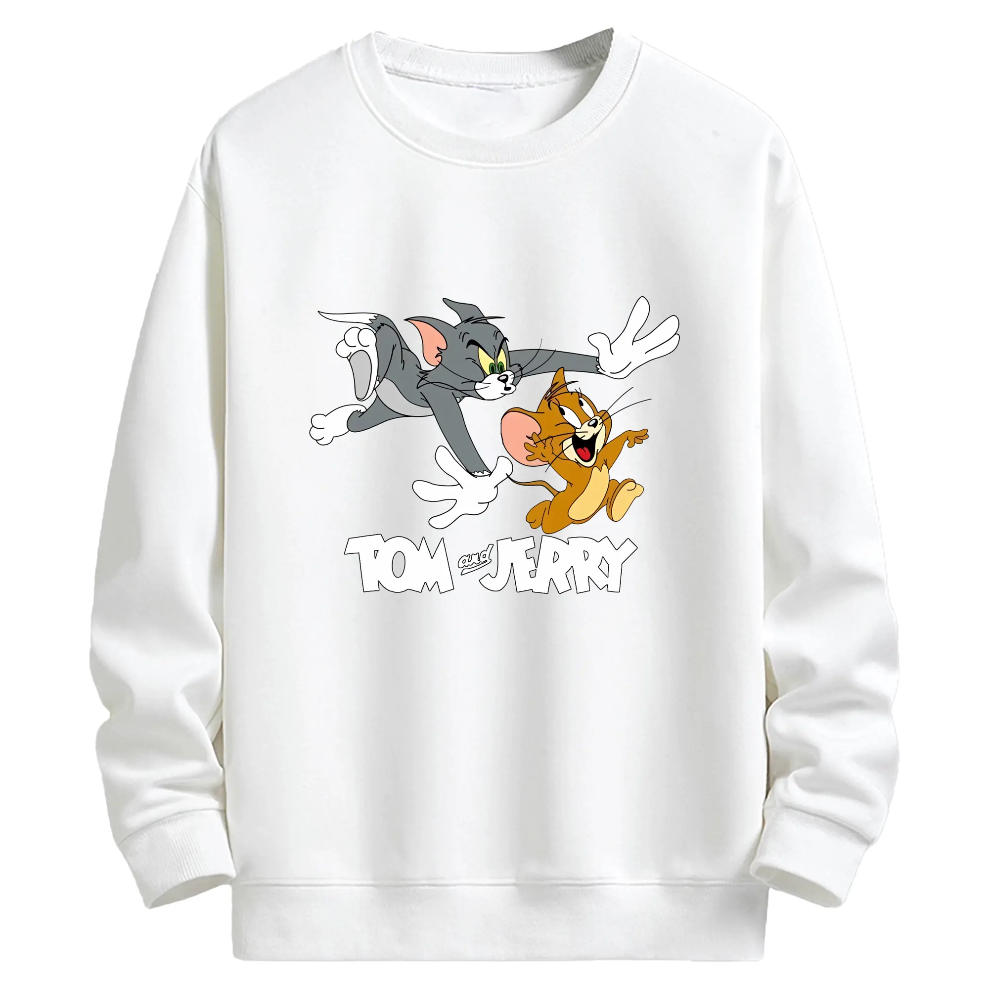 トムとジェリー グッズ トム - キッズ クルーネックスウェットシャツ ・ フロントプリント ・ 綿80％ ポリエステル20％ ・ 快適 通学 スポーツ 日常使い お散歩用