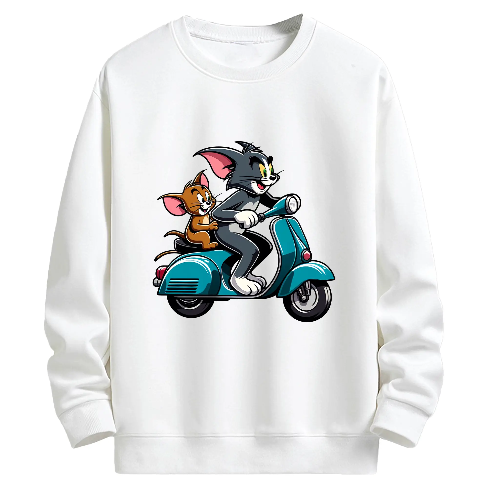 トムとジェリー グッズ トム - キッズ クルーネックスウェットシャツ ・ フロントプリント ・ 綿80％ ポリエステル20％ ・ 快適 通学 スポーツ 日常使い お散歩用
