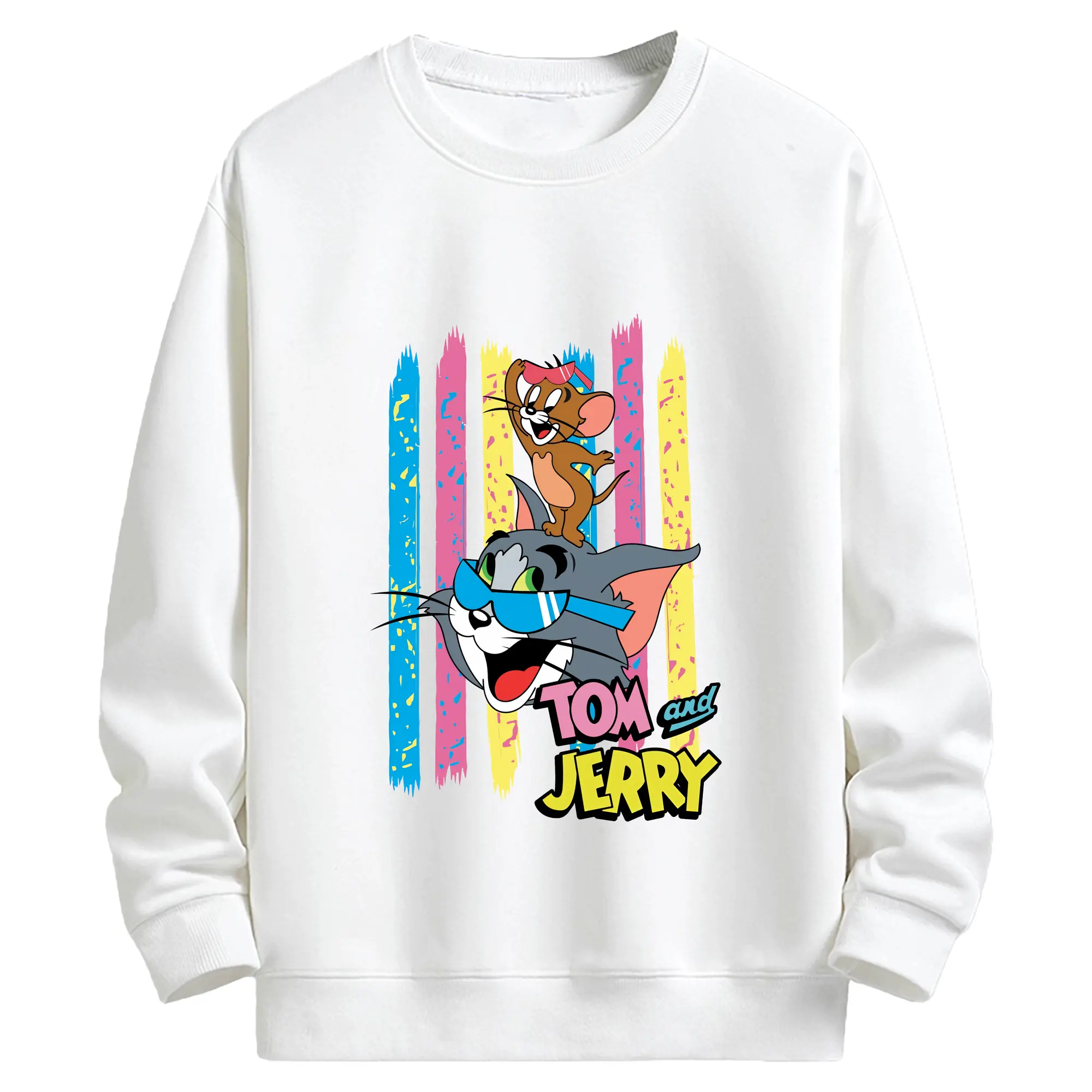 トムとジェリー グッズ トム - キッズ クルーネックスウェットシャツ ・ フロントプリント ・ 綿80％ ポリエステル20％ ・ 快適 通学 スポーツ 日常使い お散歩用