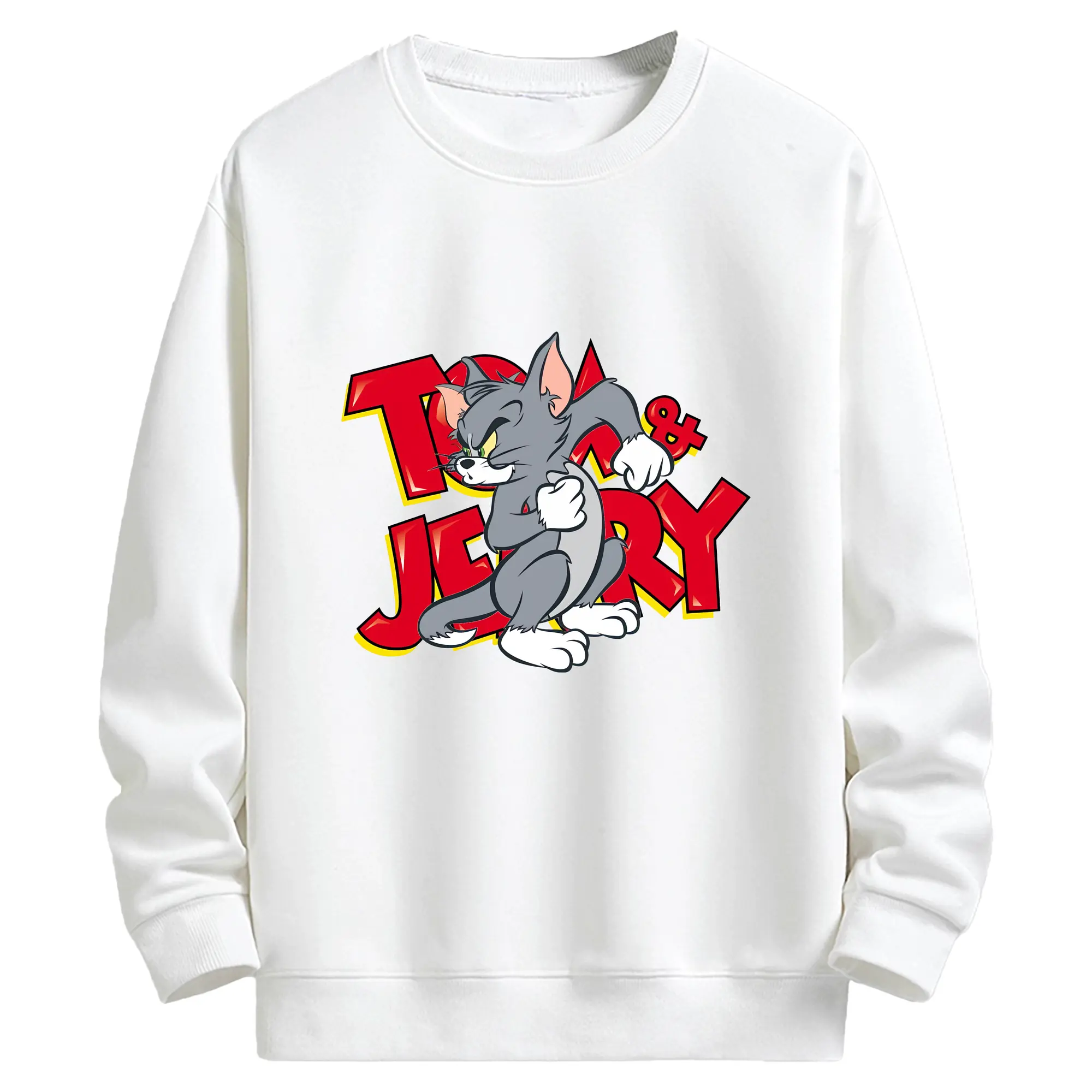 トムとジェリー グッズ トム - キッズ クルーネックスウェットシャツ ・ フロントプリント ・ 綿80％ ポリエステル20％ ・ 快適 通学 スポーツ 日常使い お散歩用