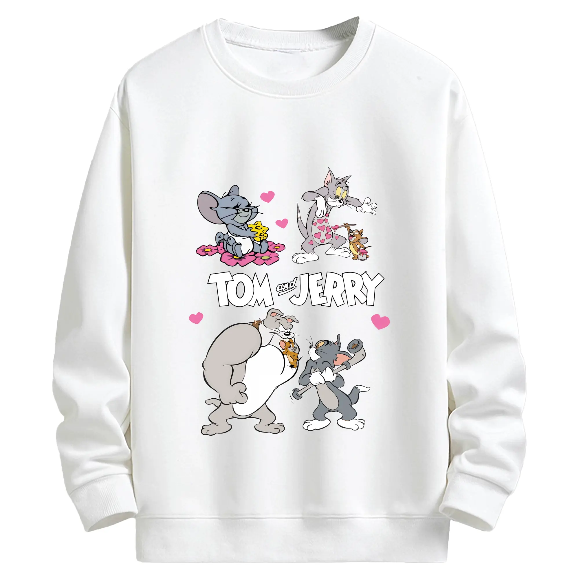 トムとジェリー グッズ トム - キッズ クルーネックスウェットシャツ ・ フロントプリント ・ 綿80％ ポリエステル20％ ・ 快適 通学 スポーツ 日常使い お散歩用