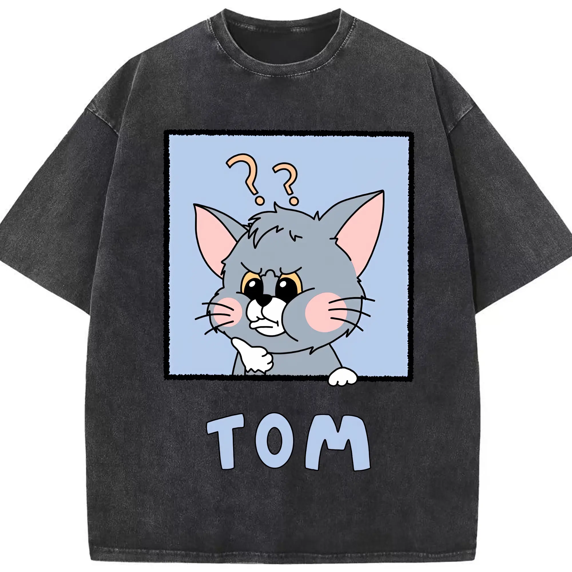 トムとジェリー グッズ トム - 綿100％ ヴィンテージ風 半袖Tシャツ ・ フロントプリント ・ 柔らか肌触り ・ 通気性 快適 ・ スポーツ カジュアル 外出用