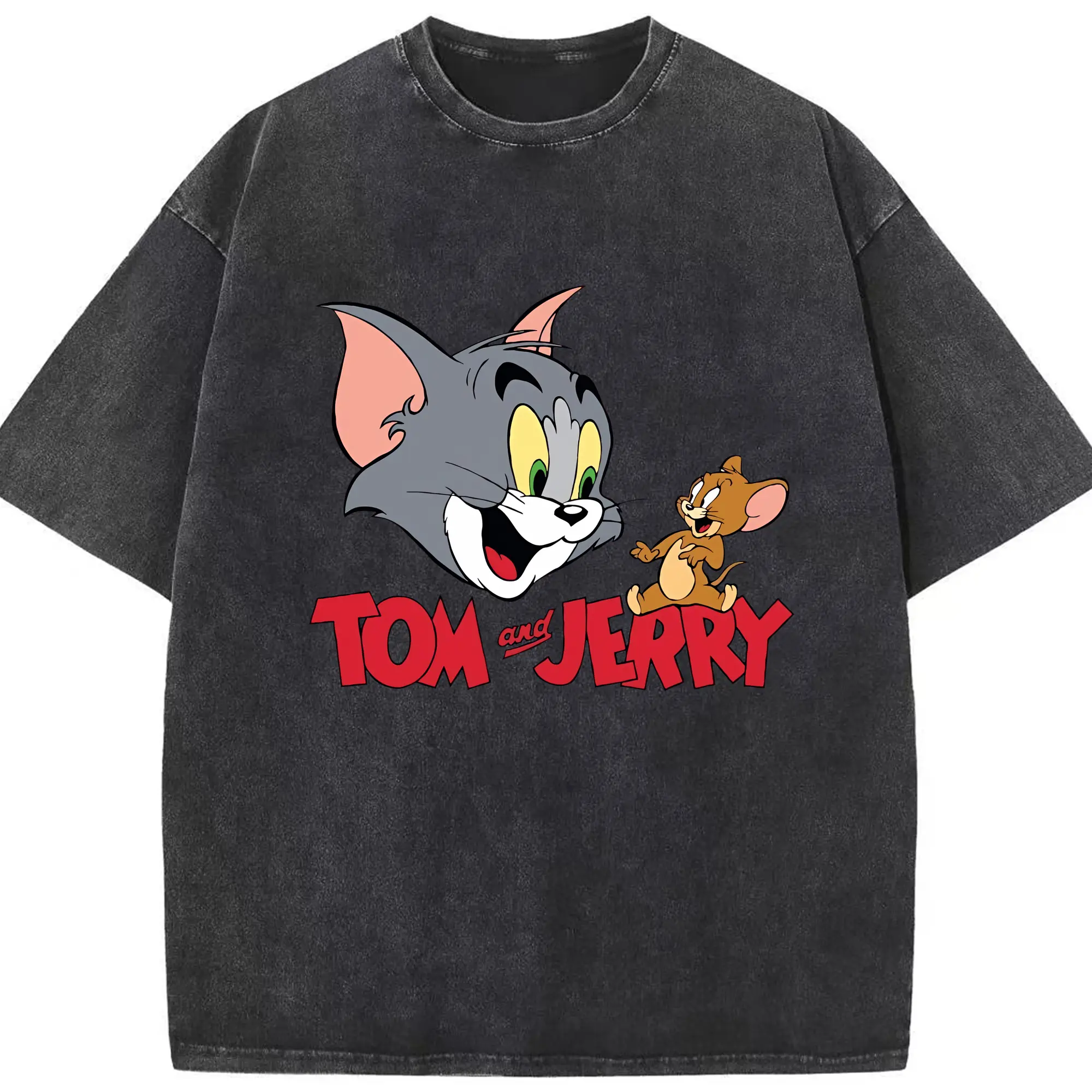 トムとジェリー グッズ トム - 綿100％ ヴィンテージ風 半袖Tシャツ ・ フロントプリント ・ 柔らか肌触り ・ 通気性 快適 ・ スポーツ カジュアル 外出用