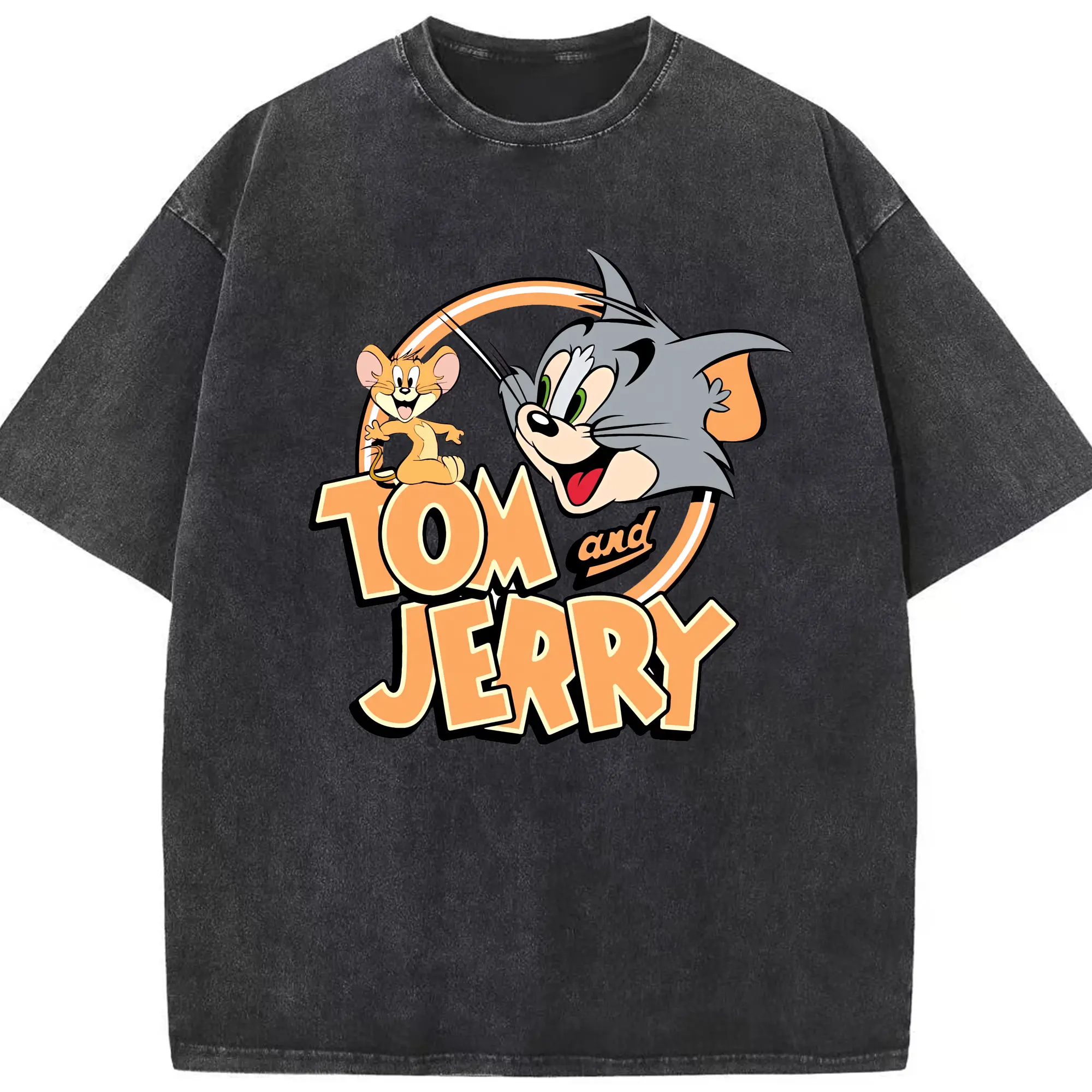 トムとジェリー グッズ トム - 綿100％ ヴィンテージ風 半袖Tシャツ ・ フロントプリント ・ 柔らか肌触り ・ 通気性 快適 ・ スポーツ カジュアル 外出用