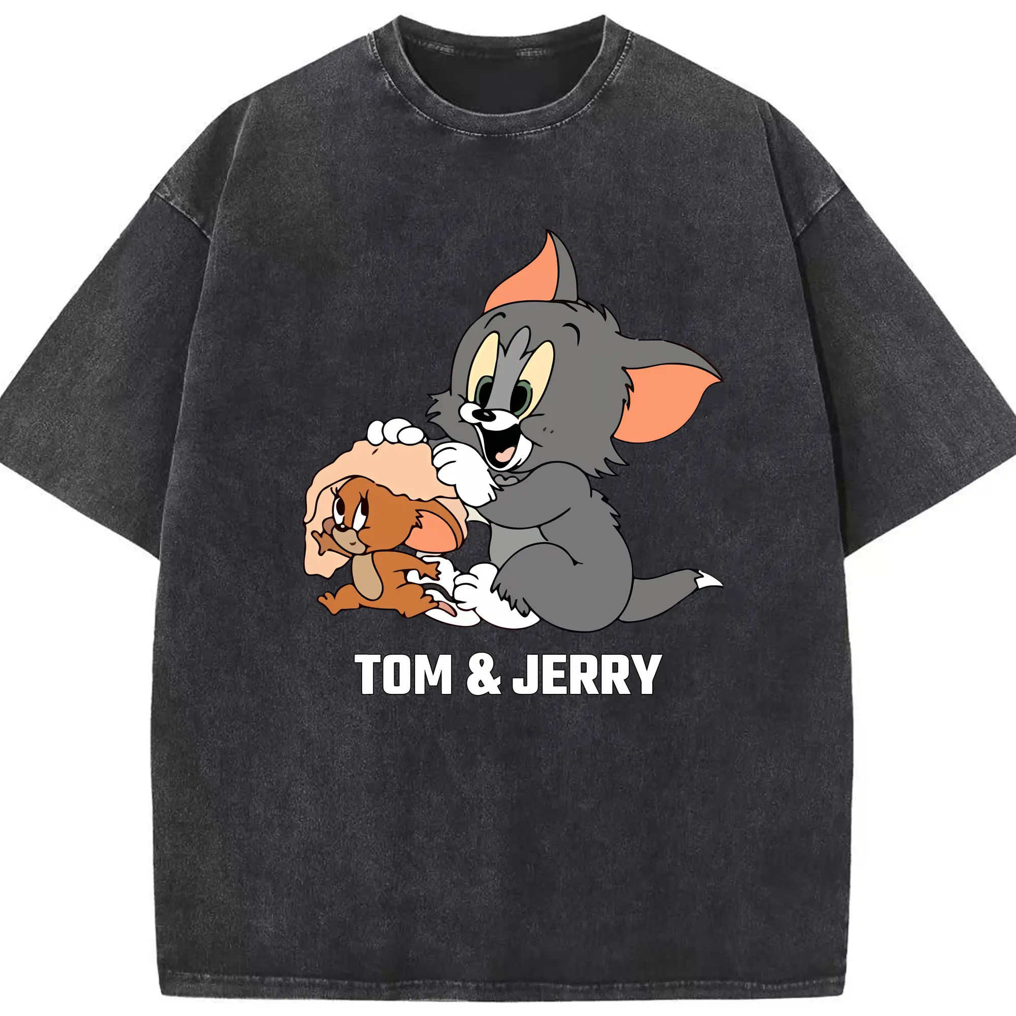 トムとジェリー グッズ トム - 綿100％ ヴィンテージ風 半袖Tシャツ ・ フロントプリント ・ 柔らか肌触り ・ 通気性 快適 ・ スポーツ カジュアル 外出用