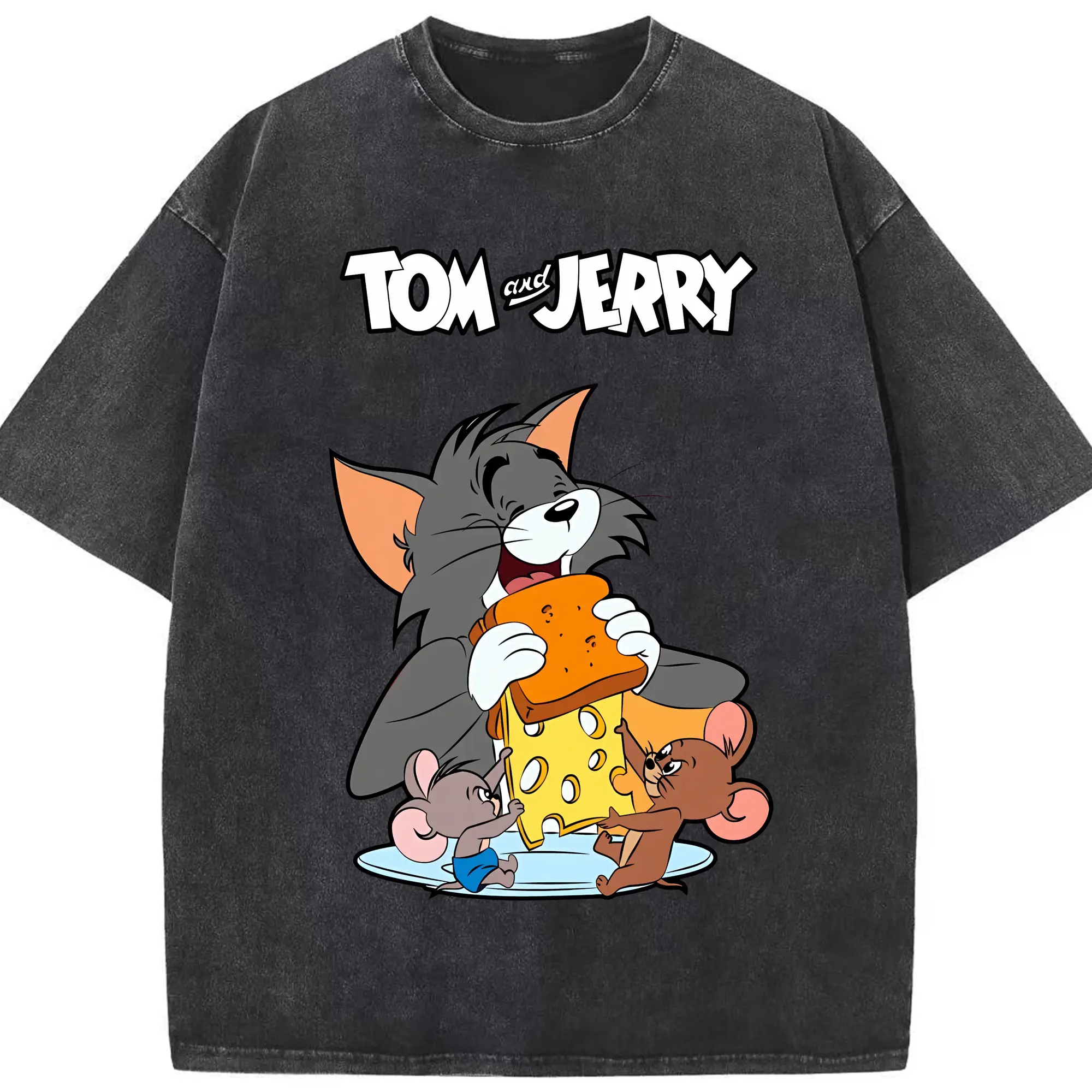 トムとジェリー グッズ トム - 綿100％ ヴィンテージ風 半袖Tシャツ ・ フロントプリント ・ 柔らか肌触り ・ 通気性 快適 ・ スポーツ カジュアル 外出用