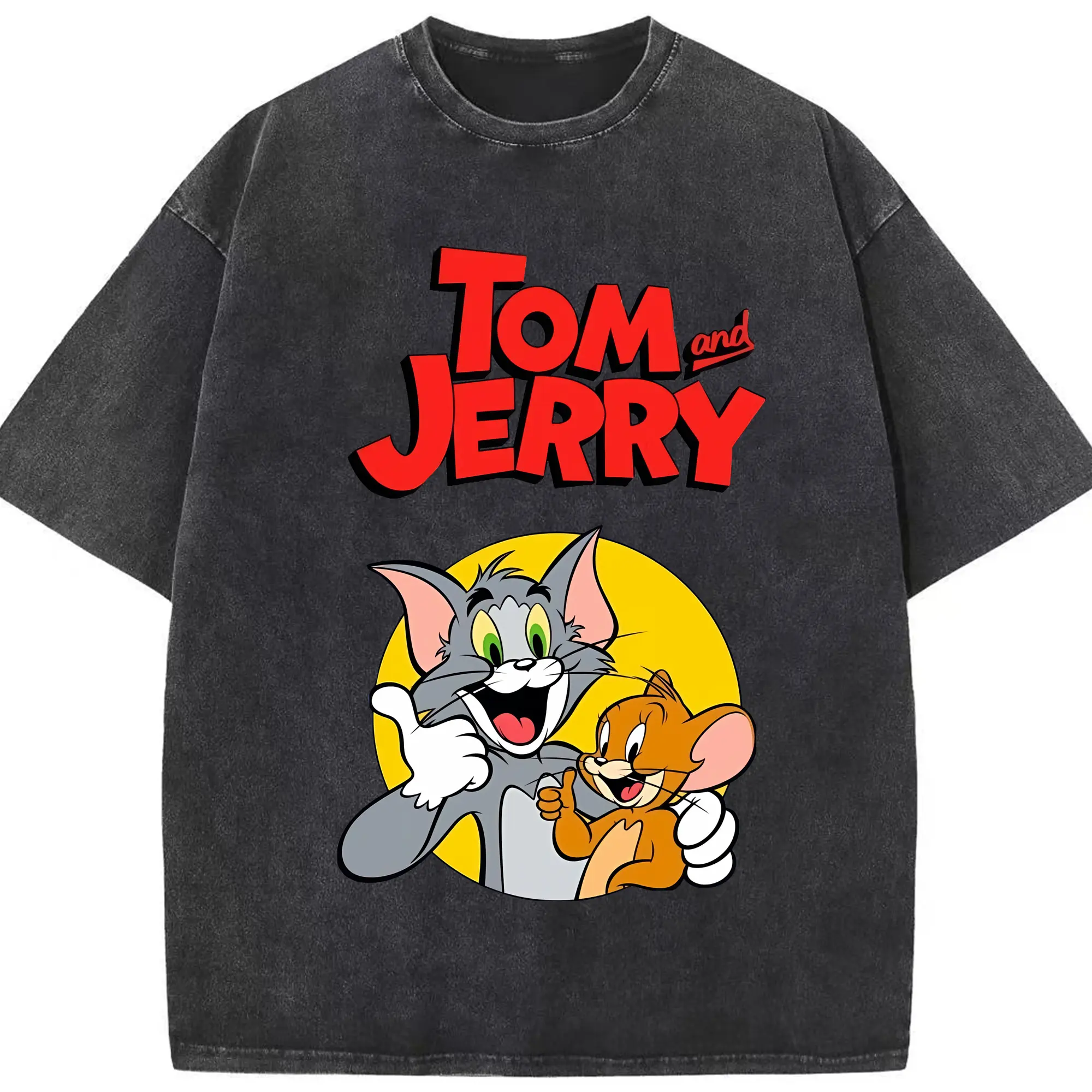 トムとジェリー グッズ トム - 綿100％ ヴィンテージ風 半袖Tシャツ ・ フロントプリント ・ 柔らか肌触り ・ 通気性 快適 ・ スポーツ カジュアル 外出用