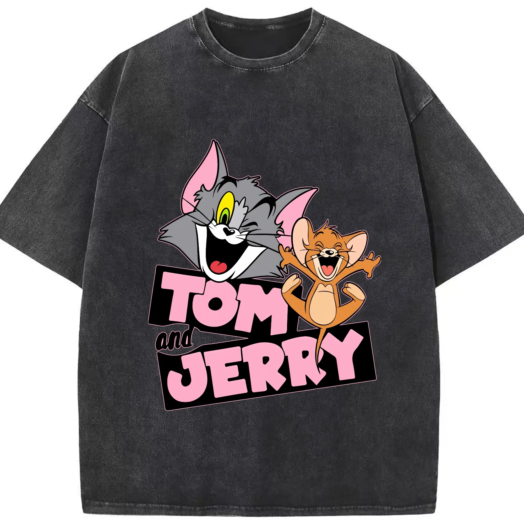 トムとジェリー グッズ トム - 綿100％ ヴィンテージ風 半袖Tシャツ ・ フロントプリント ・ 柔らか肌触り ・ 通気性 快適 ・ スポーツ カジュアル 外出用