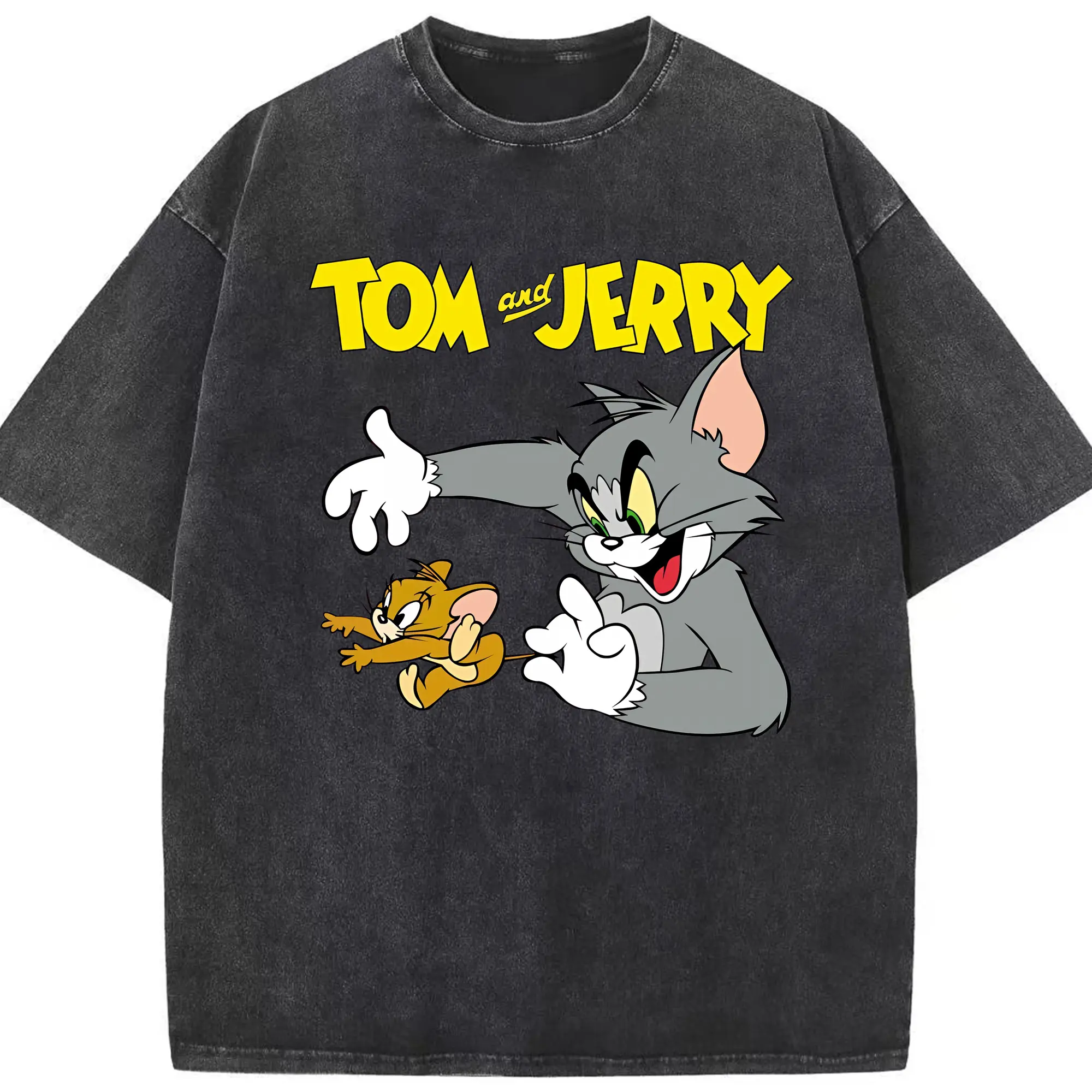 トムとジェリー グッズ トム - 綿100％ ヴィンテージ風 半袖Tシャツ ・ フロントプリント ・ 柔らか肌触り ・ 通気性 快適 ・ スポーツ カジュアル 外出用