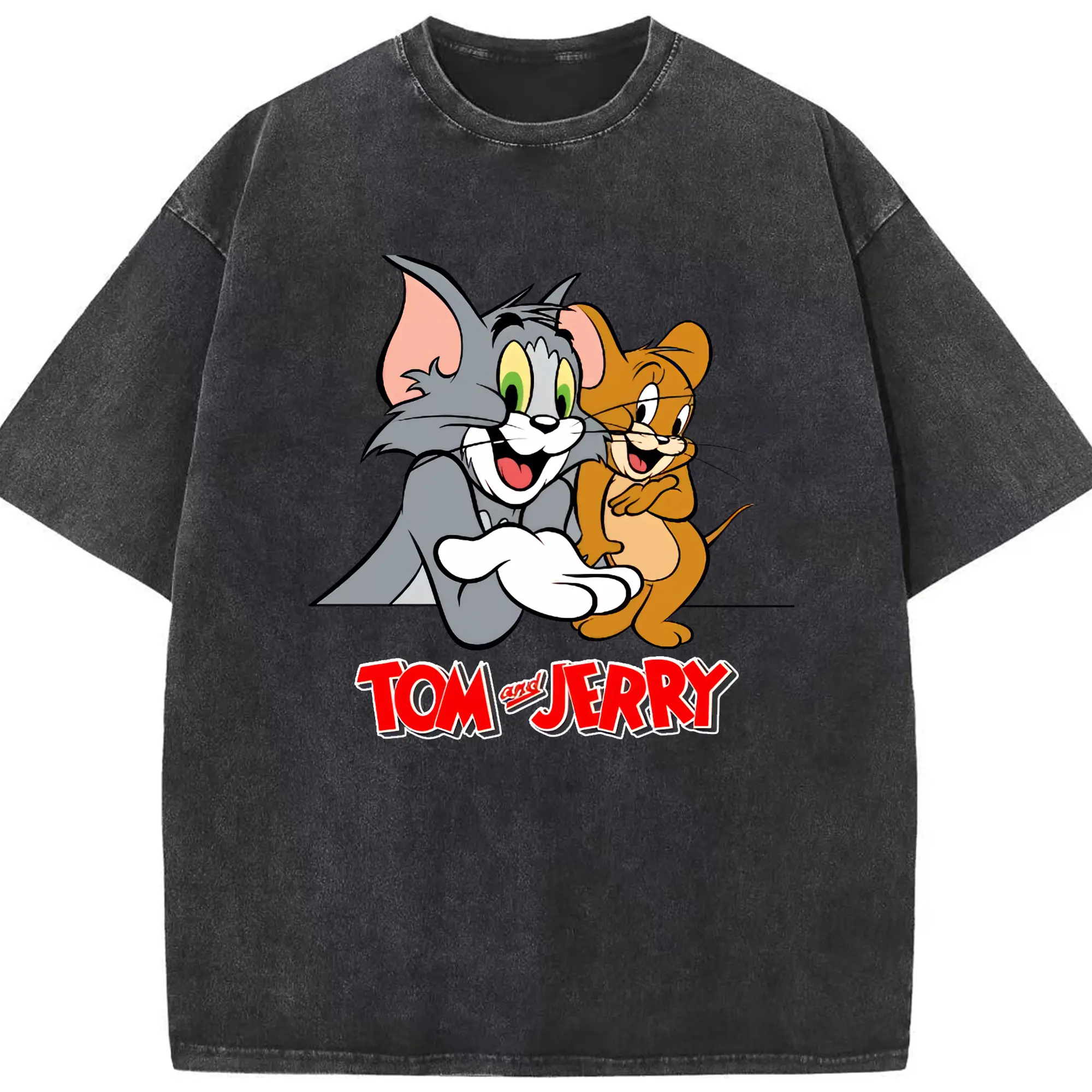 トムとジェリー グッズ トム - 綿100％ ヴィンテージ風 半袖Tシャツ ・ フロントプリント ・ 柔らか肌触り ・ 通気性 快適 ・ スポーツ カジュアル 外出用