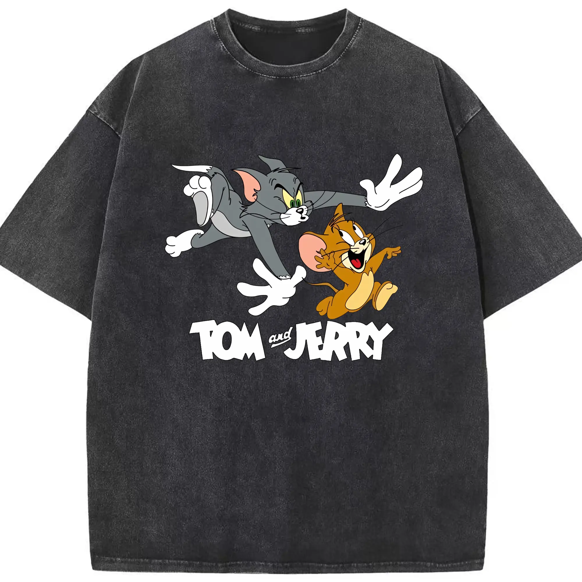 トムとジェリー グッズ トム - 綿100％ ヴィンテージ風 半袖Tシャツ ・ フロントプリント ・ 柔らか肌触り ・ 通気性 快適 ・ スポーツ カジュアル 外出用